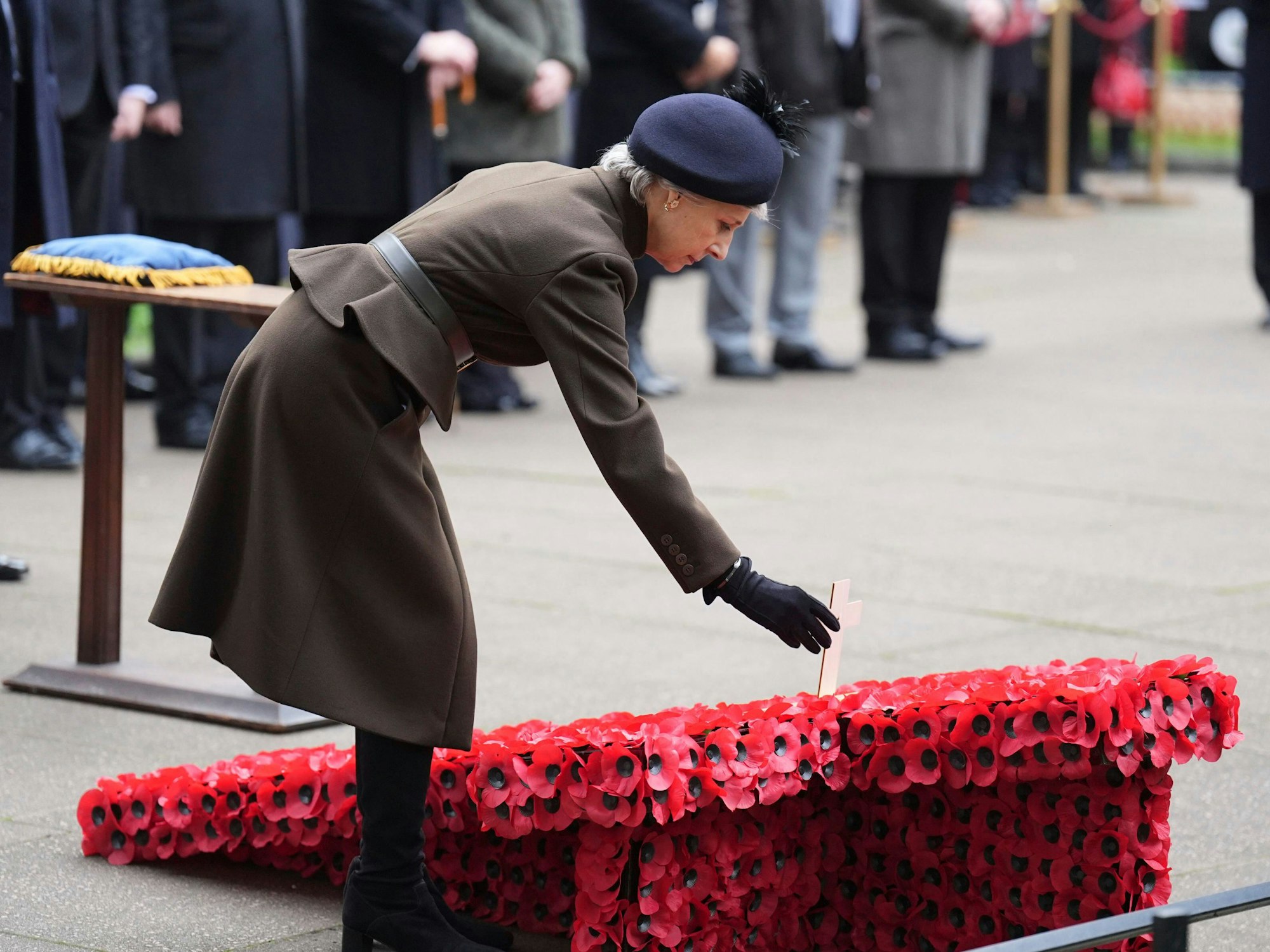 Die britische Herzogin Birgitte von Gloucester während des Besuchs auf dem „Field of Remembrance“ in der Westminster Abbey.