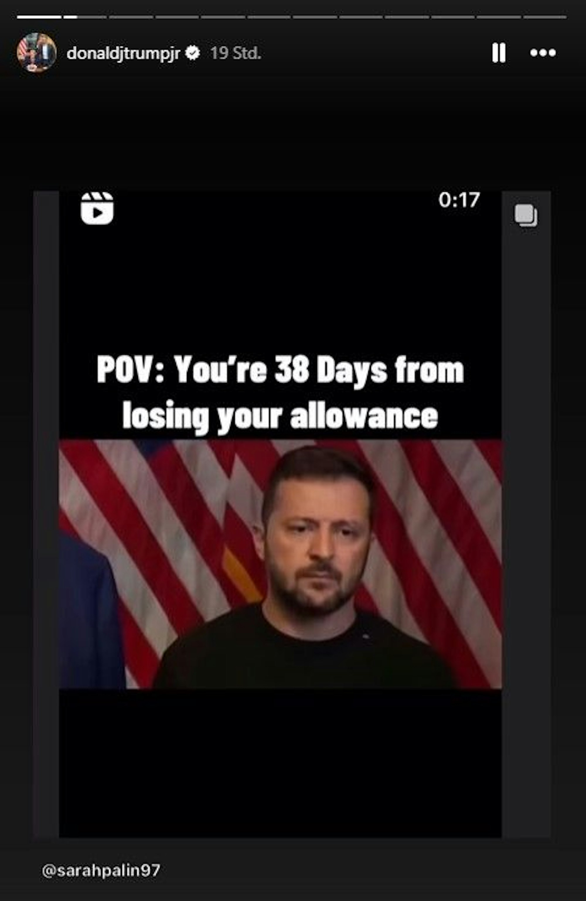 Donald Trump Jr. verhöhnt in den sozialen Medien den ukrainischen Präsidenten Wolodymyr Selenskyj.