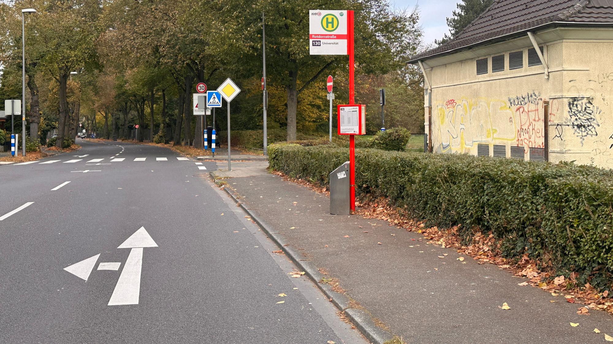 Bürgersteig verbreitern, Haltestelle versetzen oder Hecke entfernen: An der Haltestelle Rotdornstraße soll mehr Platz geschaffen werden.