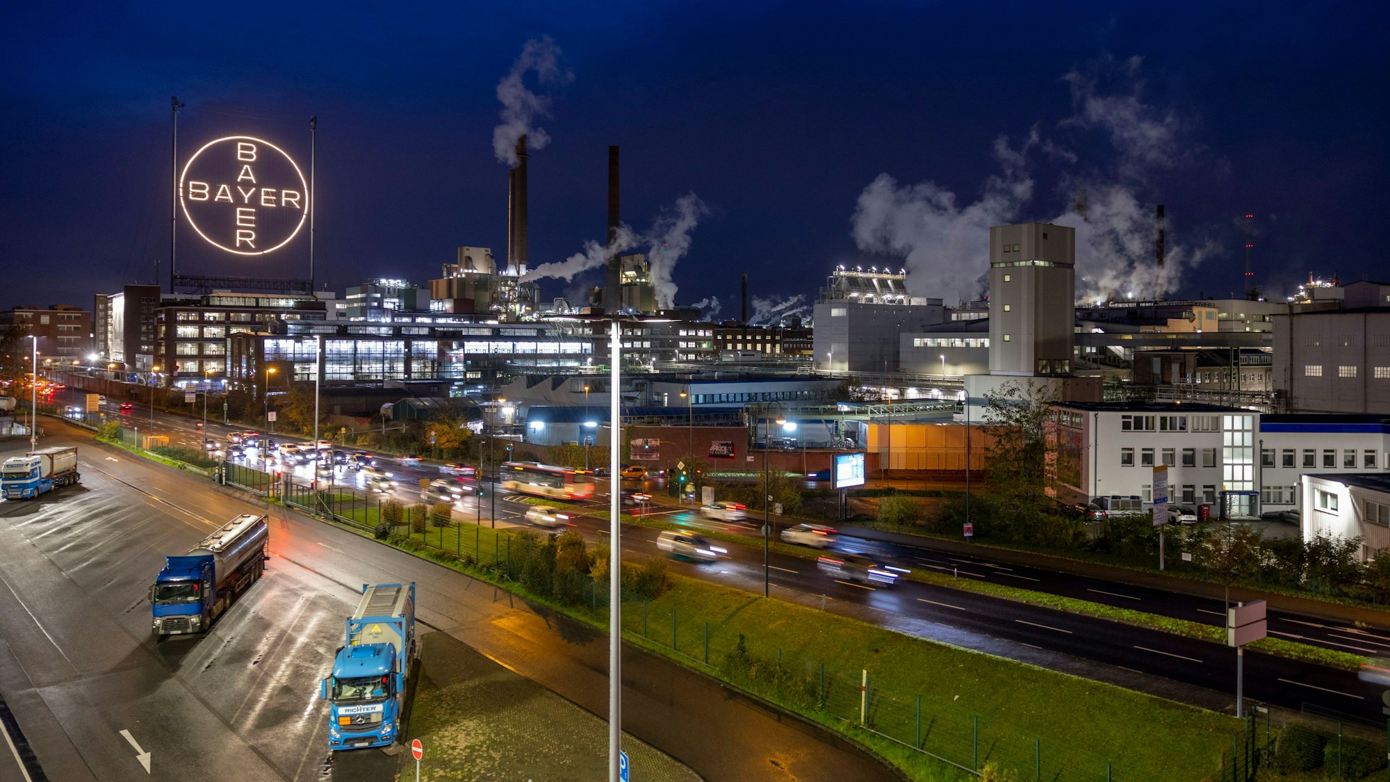 Das Werksgelände von Bayer in Leverkusen