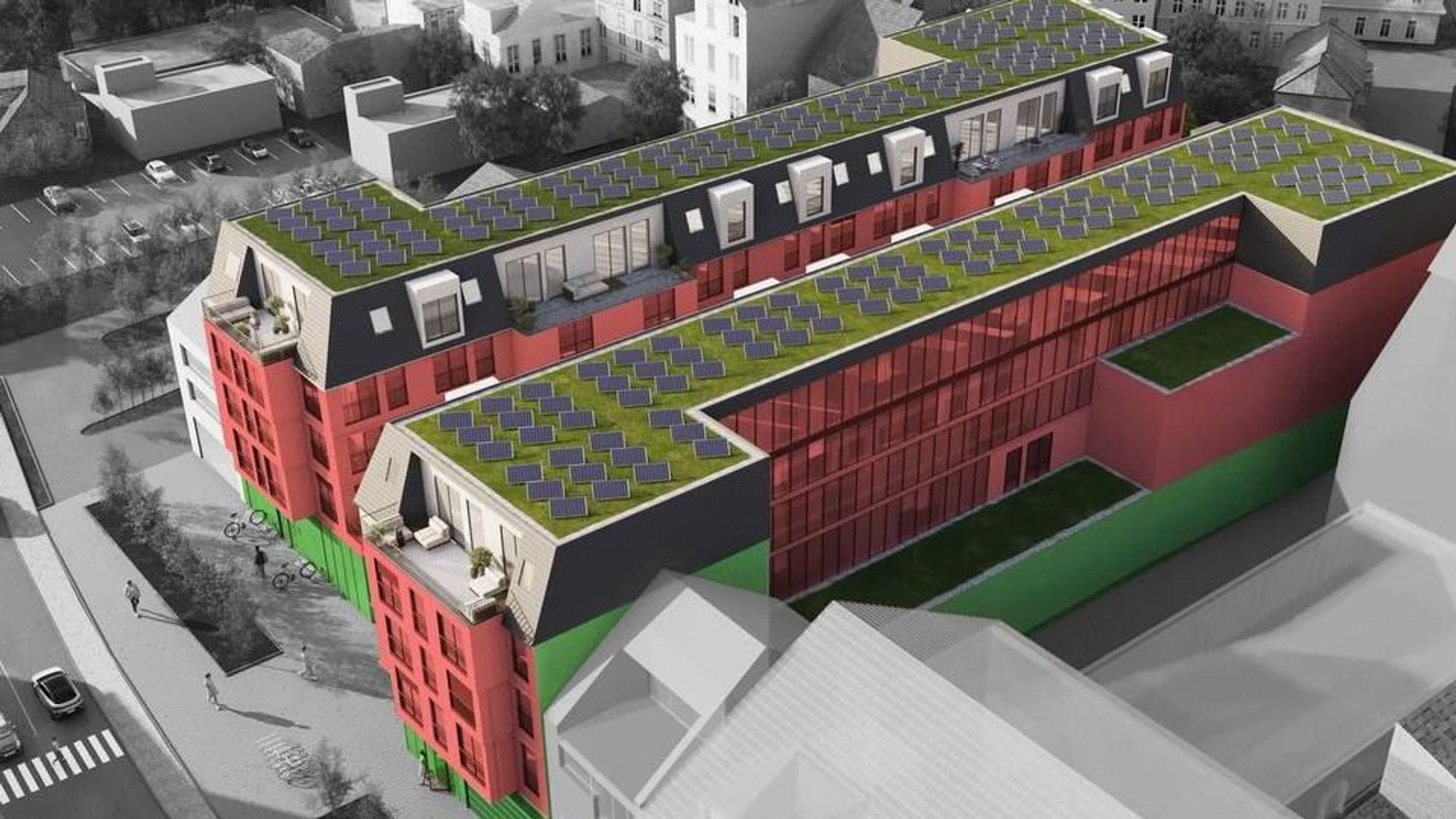 Eine Visualisierung zeigt den geplanten Neubau in der Bad Honnefer City.