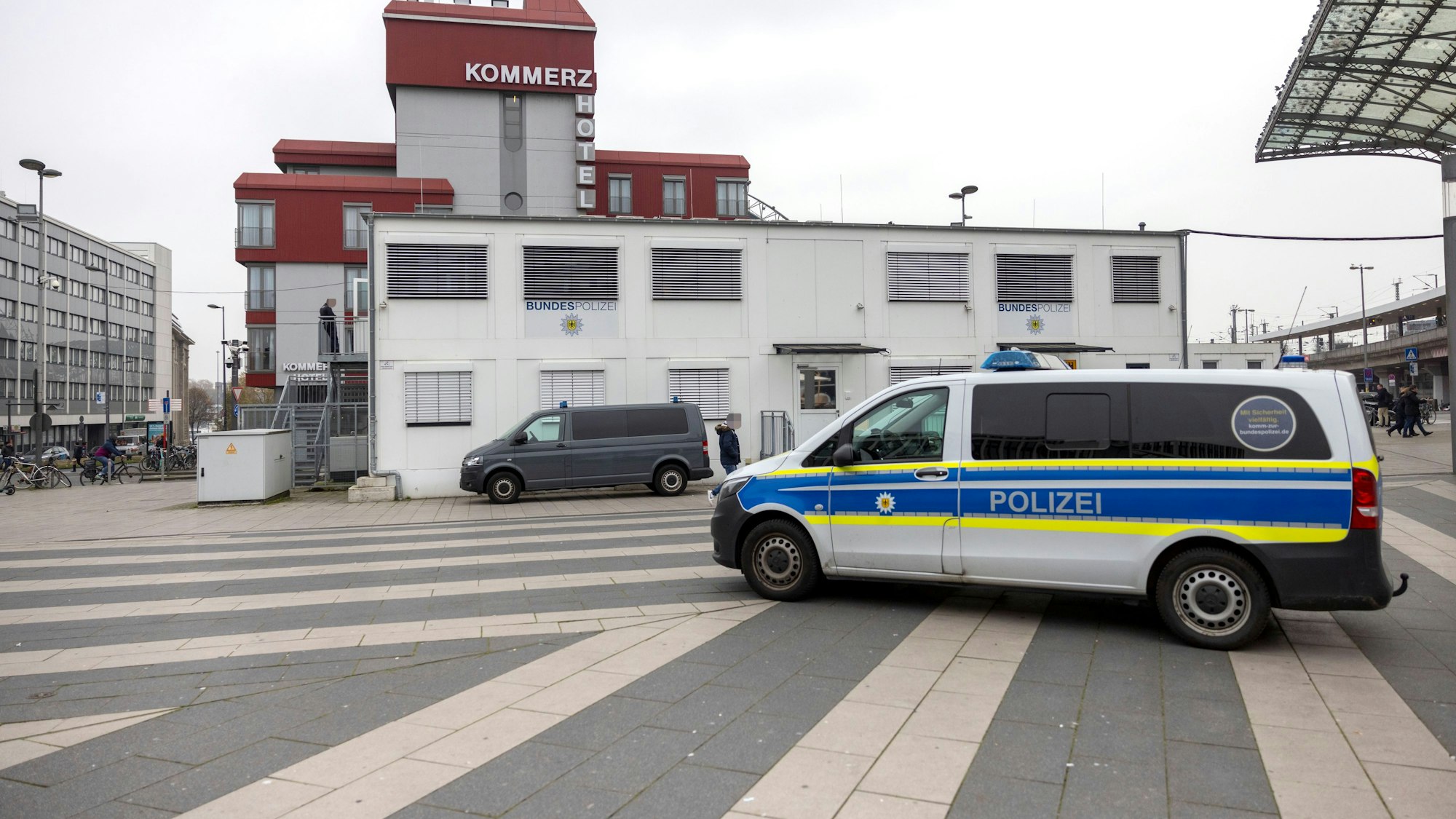 Die Interims-Wache der Bundespolizei am Breslauer Platz