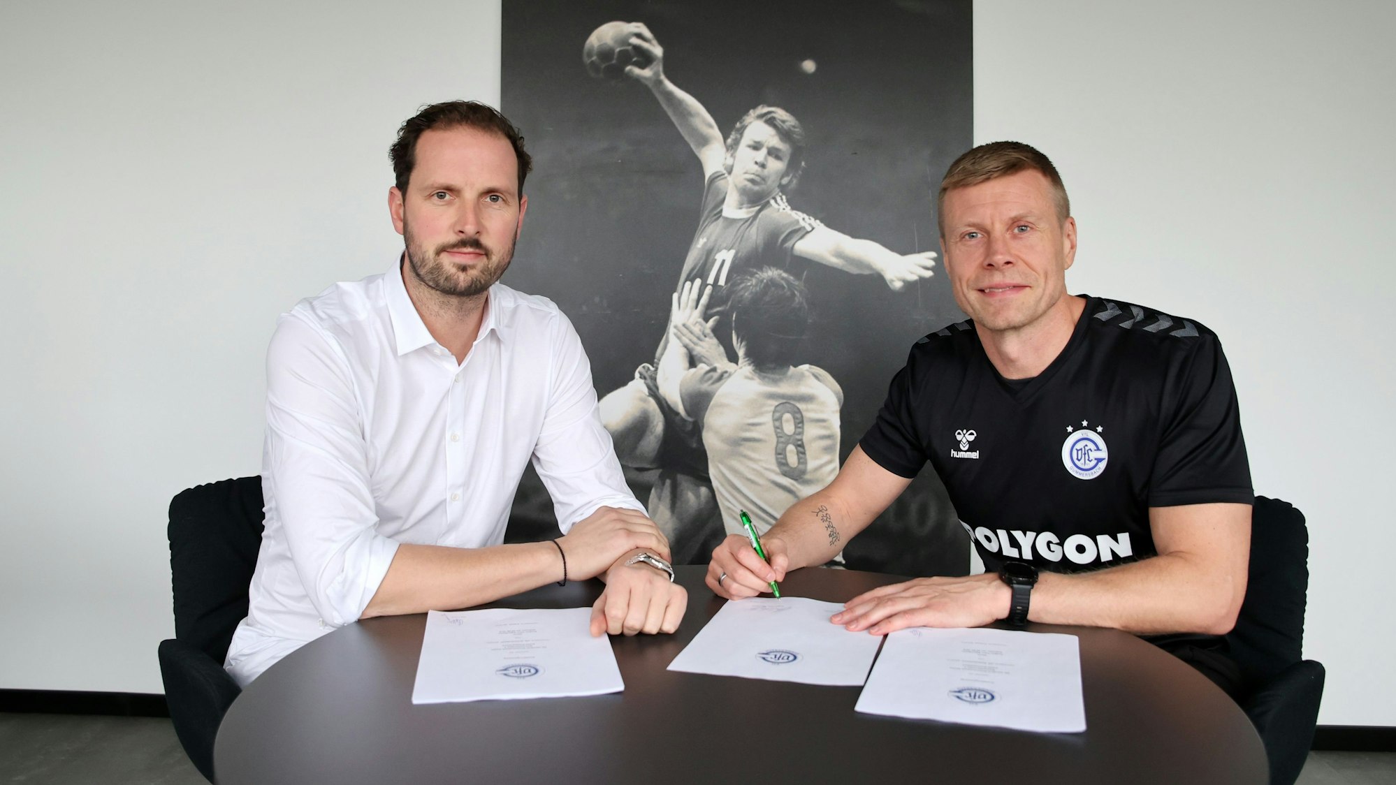 Geschäftsführer Christoph Schindler und Trainer Gudjon Valur Sigurdsson.
