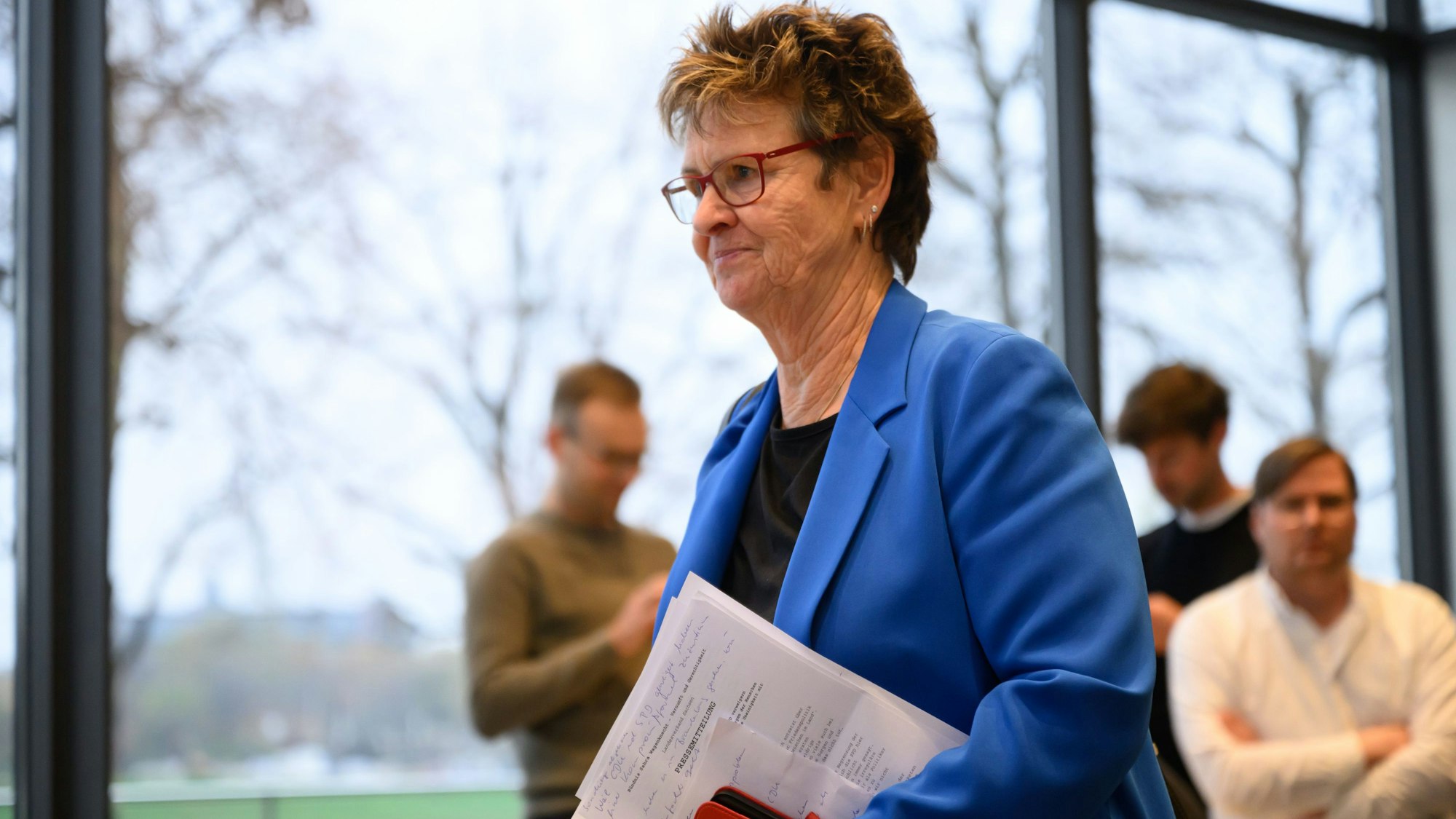 Sabine Zimmermann, Co-Vorsitzende des BSW Sachsen, vor einer Pressekonferenz im Sächsischen Landtag. (Archivbild)