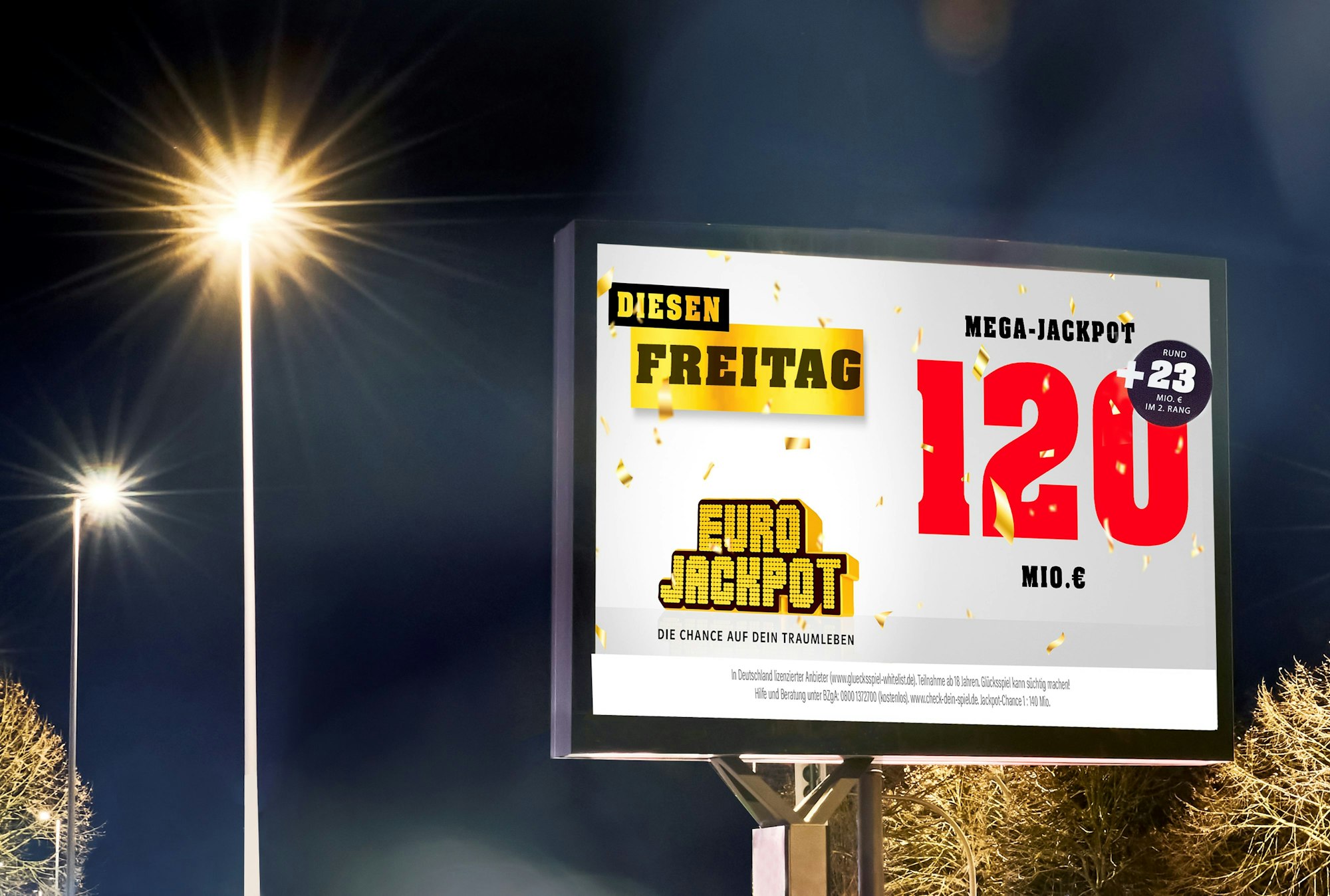 Drei Glückspilze aus NRW sind durch Treffer in der zweiten Gewinnklasse der Lotterie Eurojackpot am Dienstag (19. November) zu Doppel-Millionären geworden. Am kommenden Freitag (22. November) warten weiterhin 120 Millionen Euro im ersten Rang und ein weiterer Jackpot von 23 Millionen Euro im zweiten Rang.