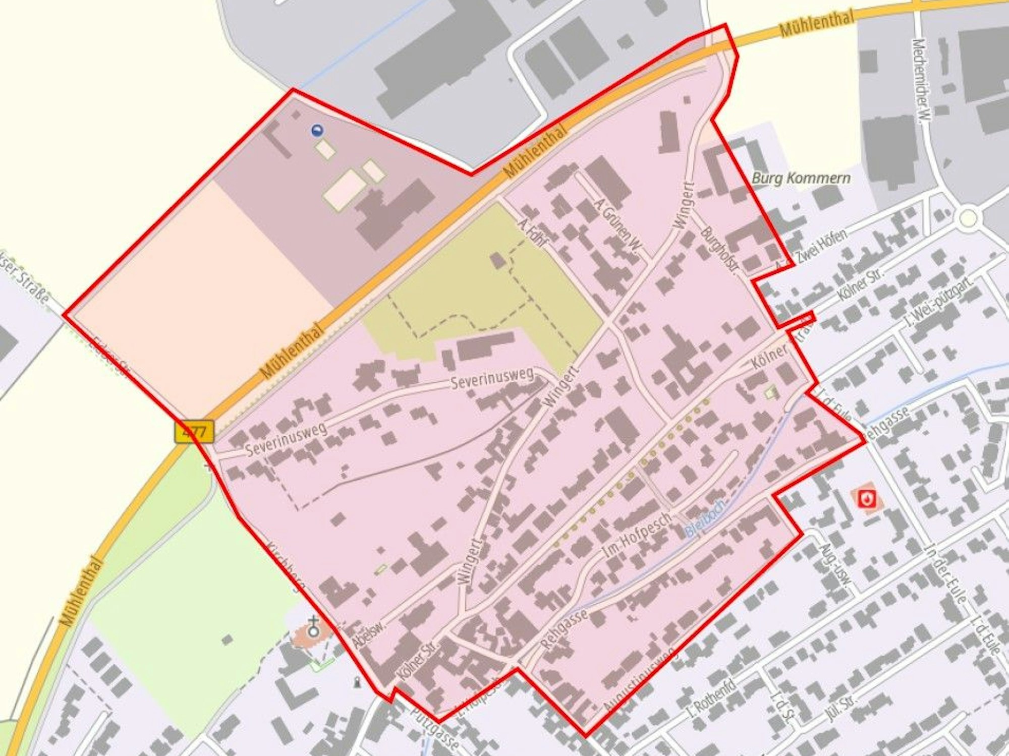 Der Evakuierungsbereich nach dem Bombenfund in Kommern.