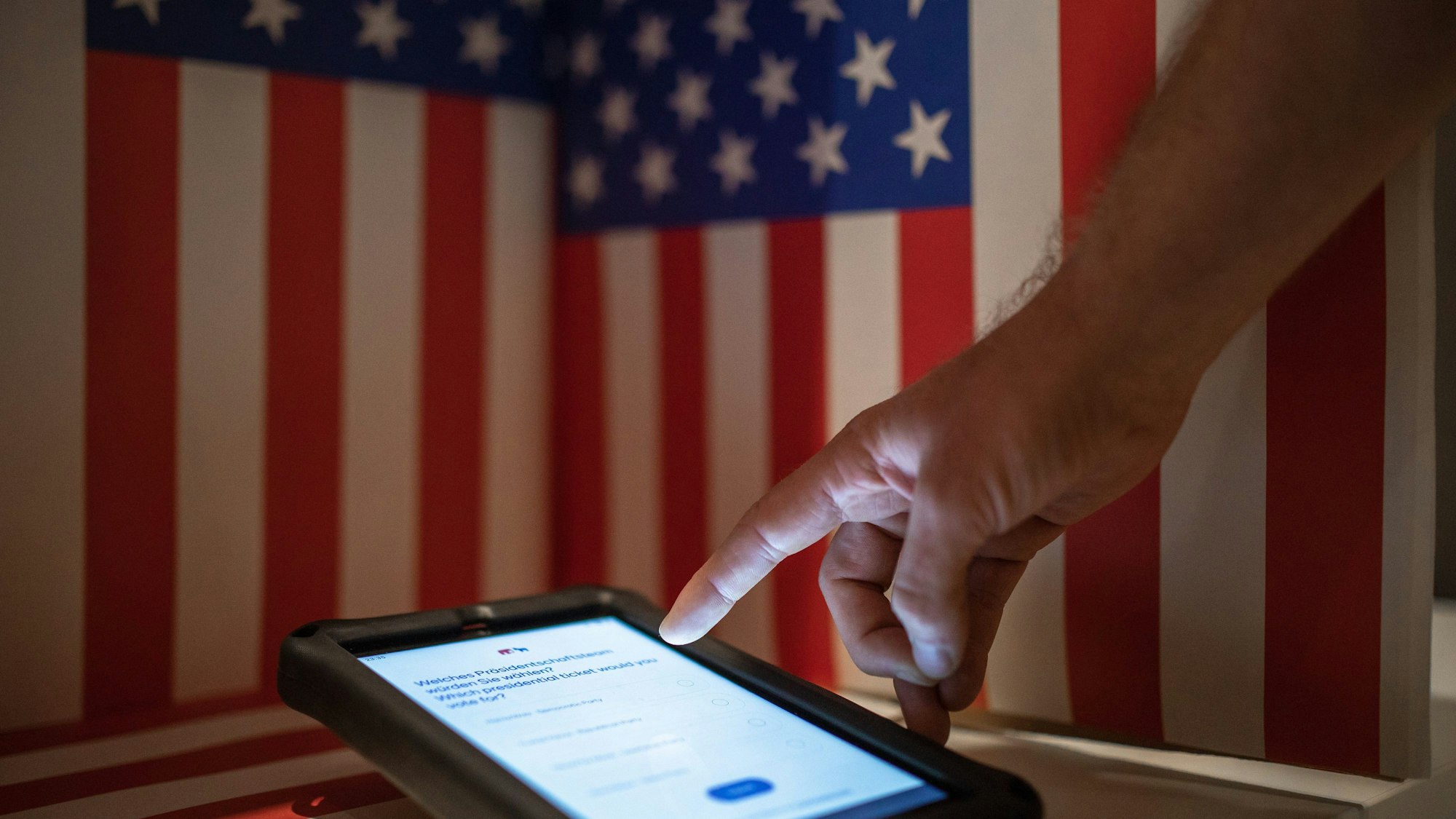 Wer ist der bevorzugte Präsidentschaftskandidat? Im Deutsch-Amerikanischen Zentrum konnte man seinen Favoriten anklicken.