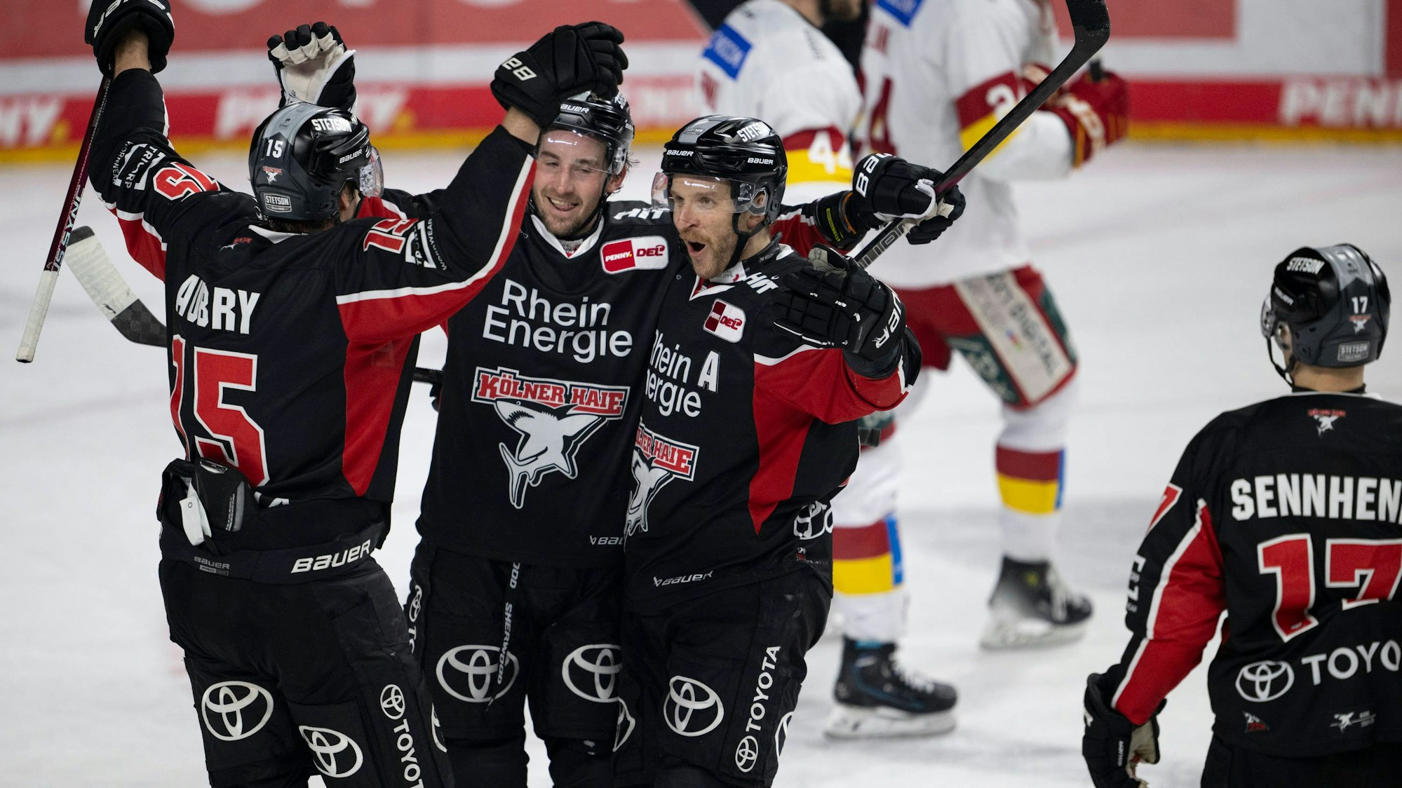 Viel-Punkte-Spieler unter sich: Louis- Marc Aubry, Adam Almquist und Frederik Storm (von links).