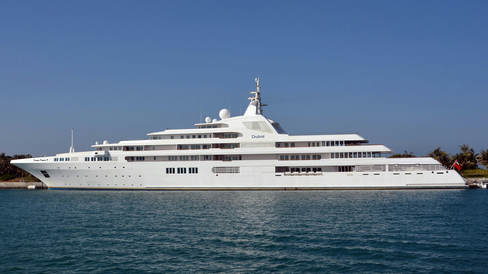 Die Motoryacht Dubai, die Scheich Mohammed Bin Rashid Al Maktoum, dem Herrscher von Dubai und Vizepräsidenten der Vereinigten Arabischen Emirate, gehört.
