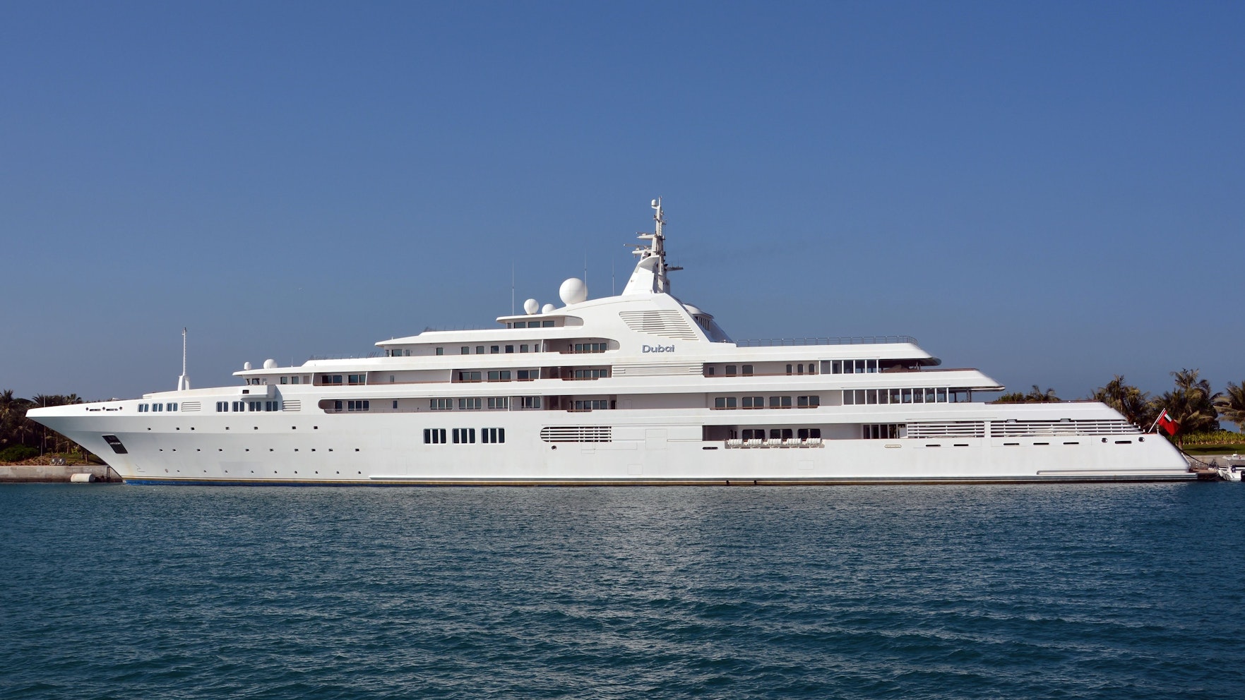 Die Motoryacht Dubai, die Scheich Mohammed Bin Rashid Al Maktoum, dem Herrscher von Dubai und Vizepräsidenten der Vereinigten Arabischen Emirate, gehört.
