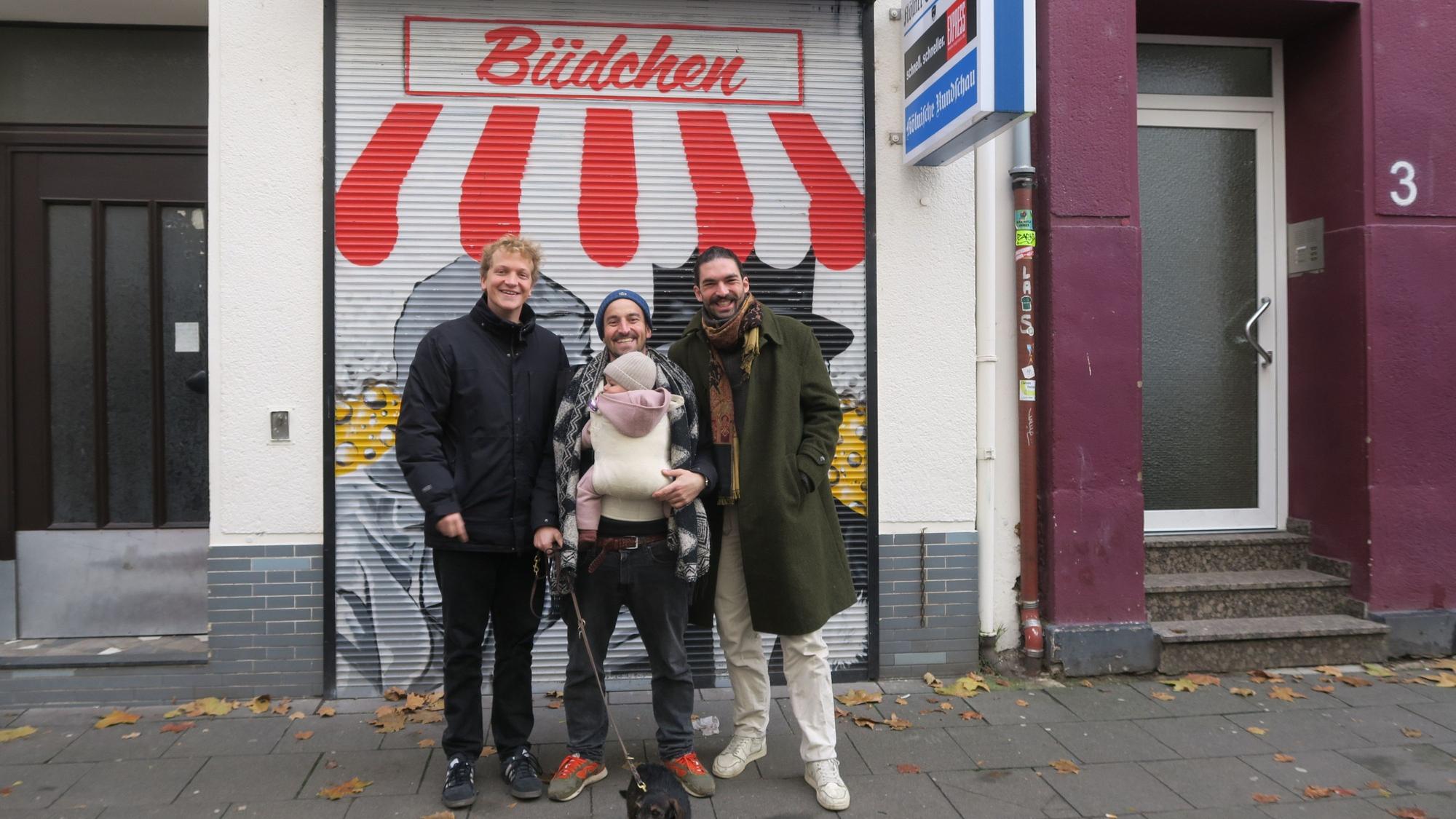 Die Drei vom Kiosk: Lukas Sorgalla, Carlo Sohn und Max Maubach (v. l.) wollen am 1. Dezember durchstarten.