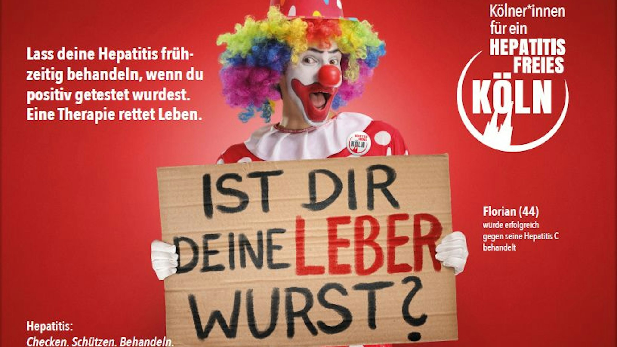 Ein Plakat der Initiative „Hepatitis-freies Köln“