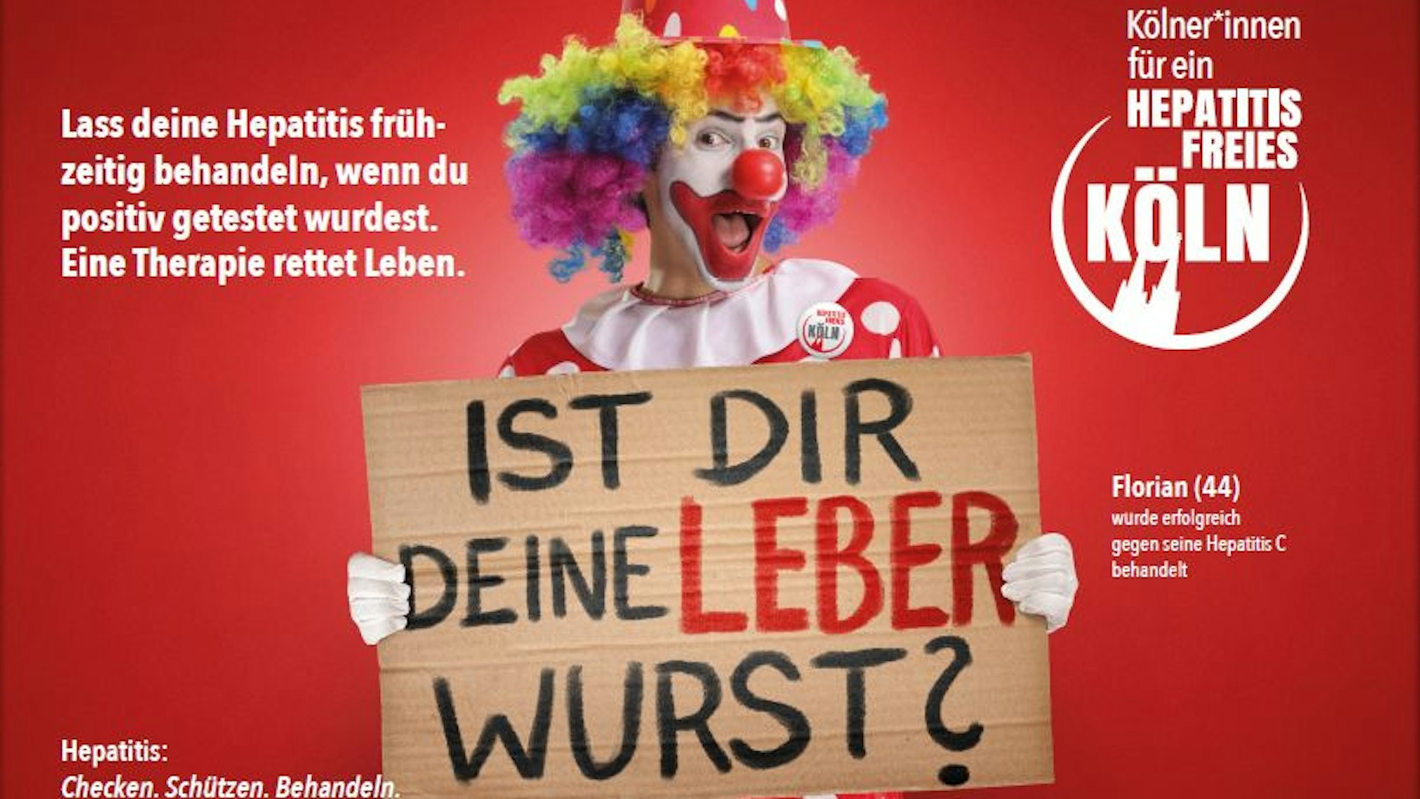 Ein Plakat der Initiative „Hepatitis-freies Köln“