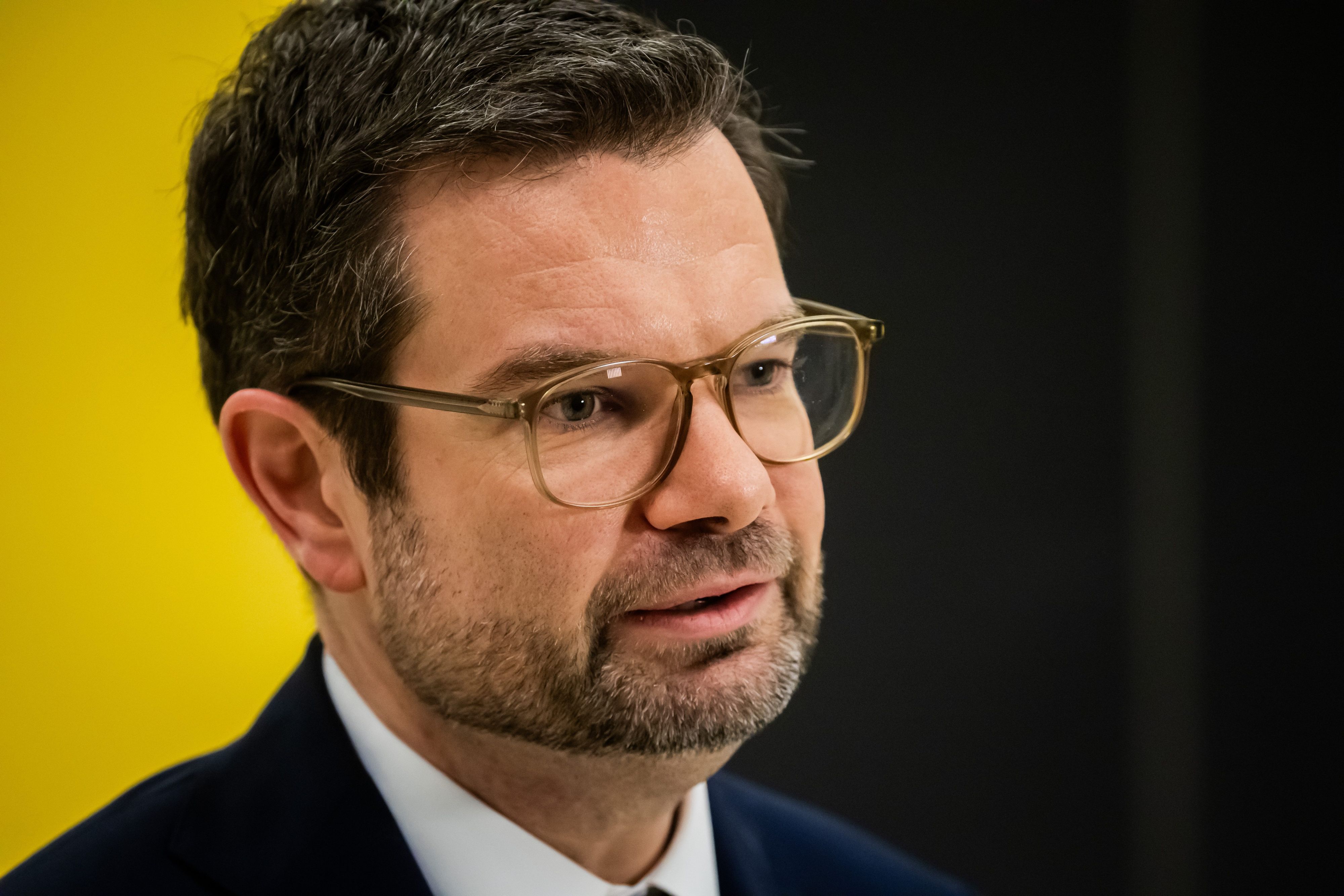 Marco Buschmann (FDP), scheidender Bundesminister der Justiz, gibt nach der Entlassung des Bundesfinanzministers Lindner durch den Bundeskanzler ein TV-Interview. (Archivbild)