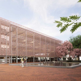 Auf dem Bild ist der Entwurf für das neue Parkhaus in der Innenstadt zu sehen.