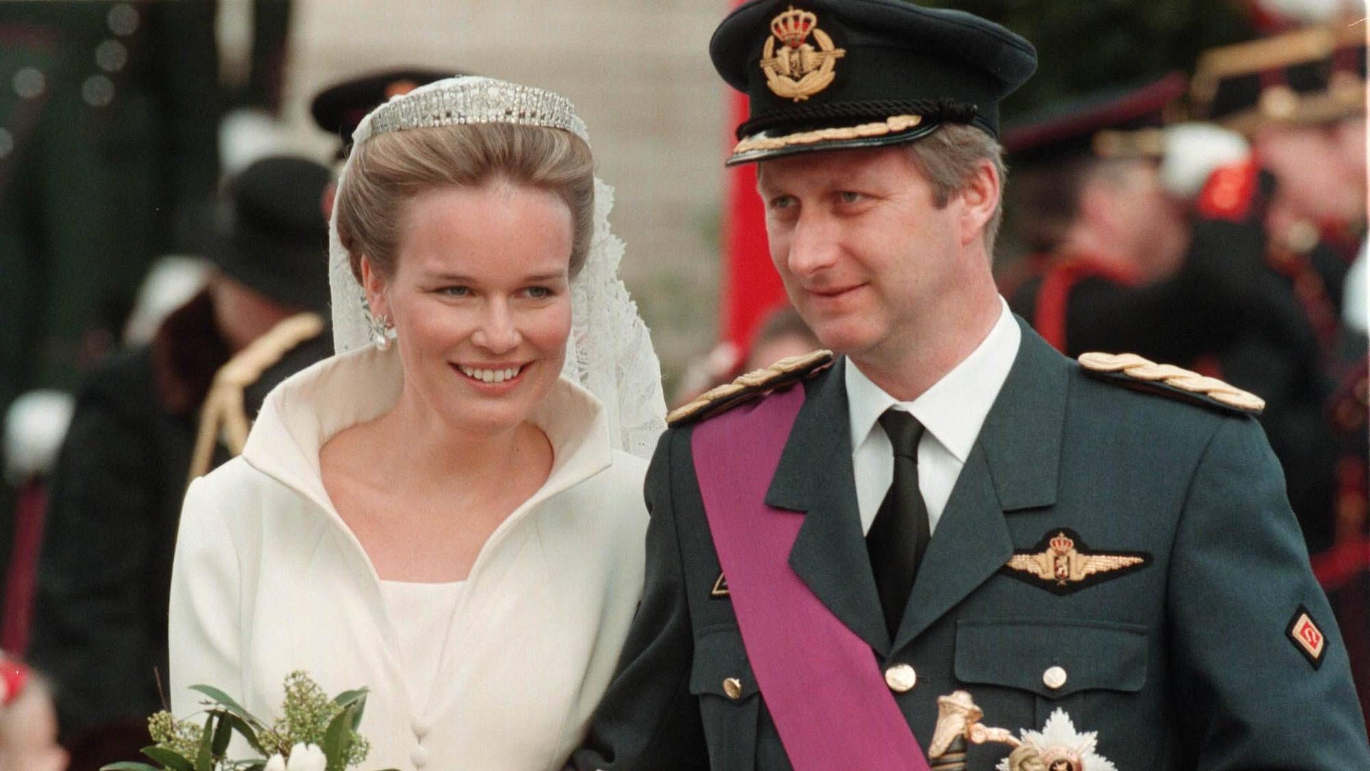Königin Mathilde und König Philippe bei ihrer Hochzeit im Jahre 1999.