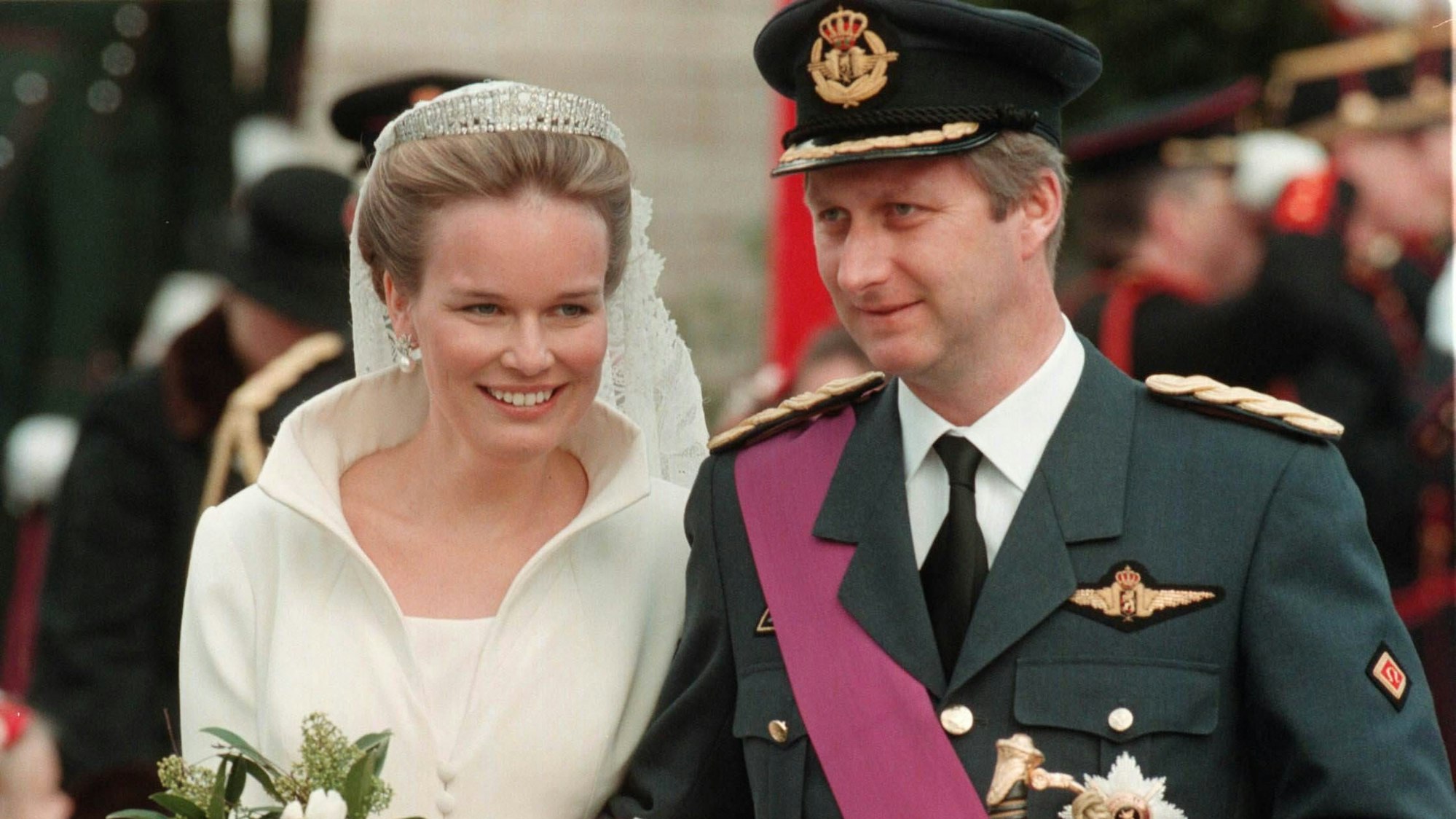 Königin Mathilde und König Philippe bei ihrer Hochzeit im Jahre 1999.