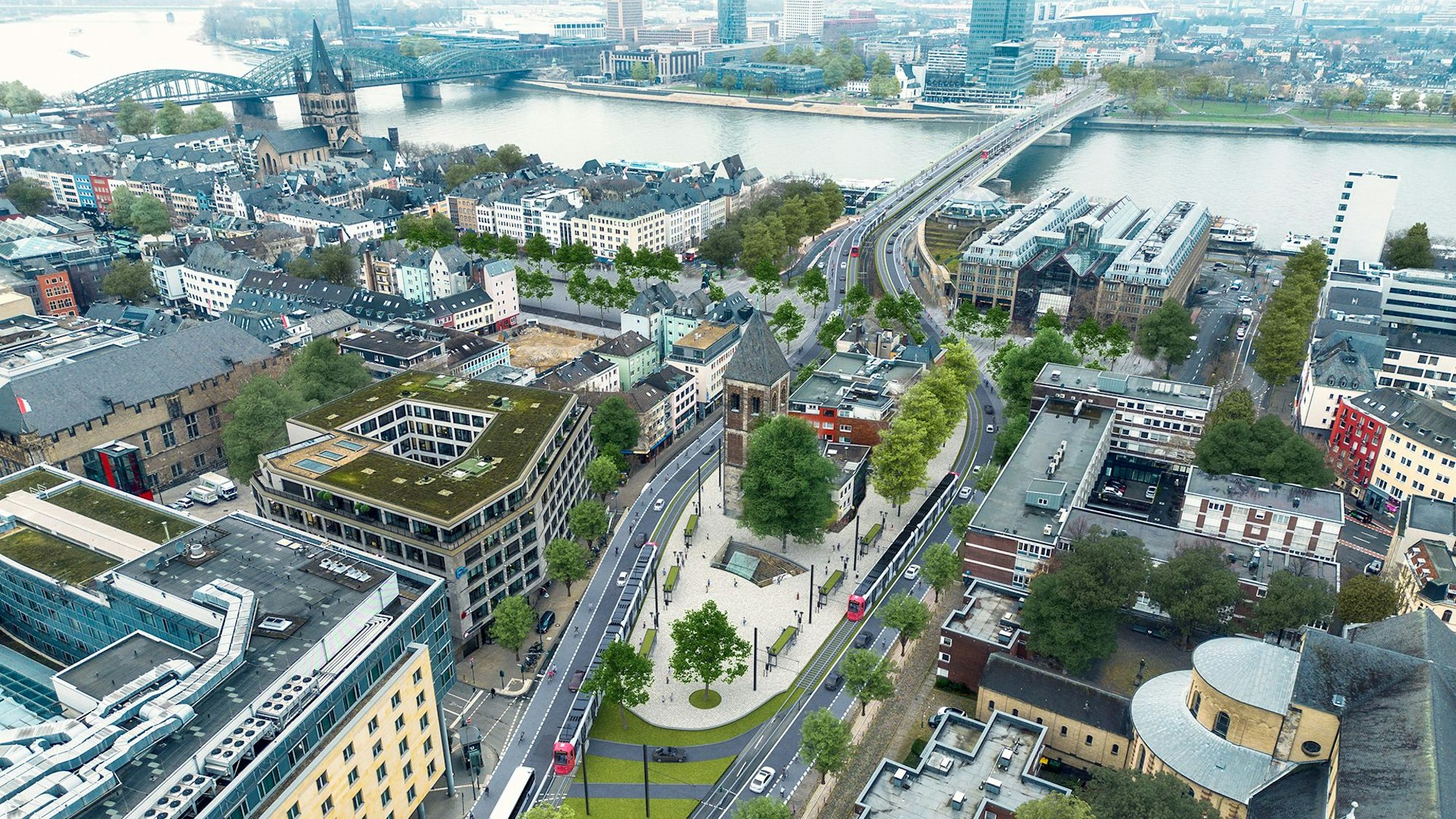 So könnte der Elogiusplatz aussehen, wenn die Ost-West-Achse nach den Vorstellungen von CDU, SPD und FDP ausgebaut würde.