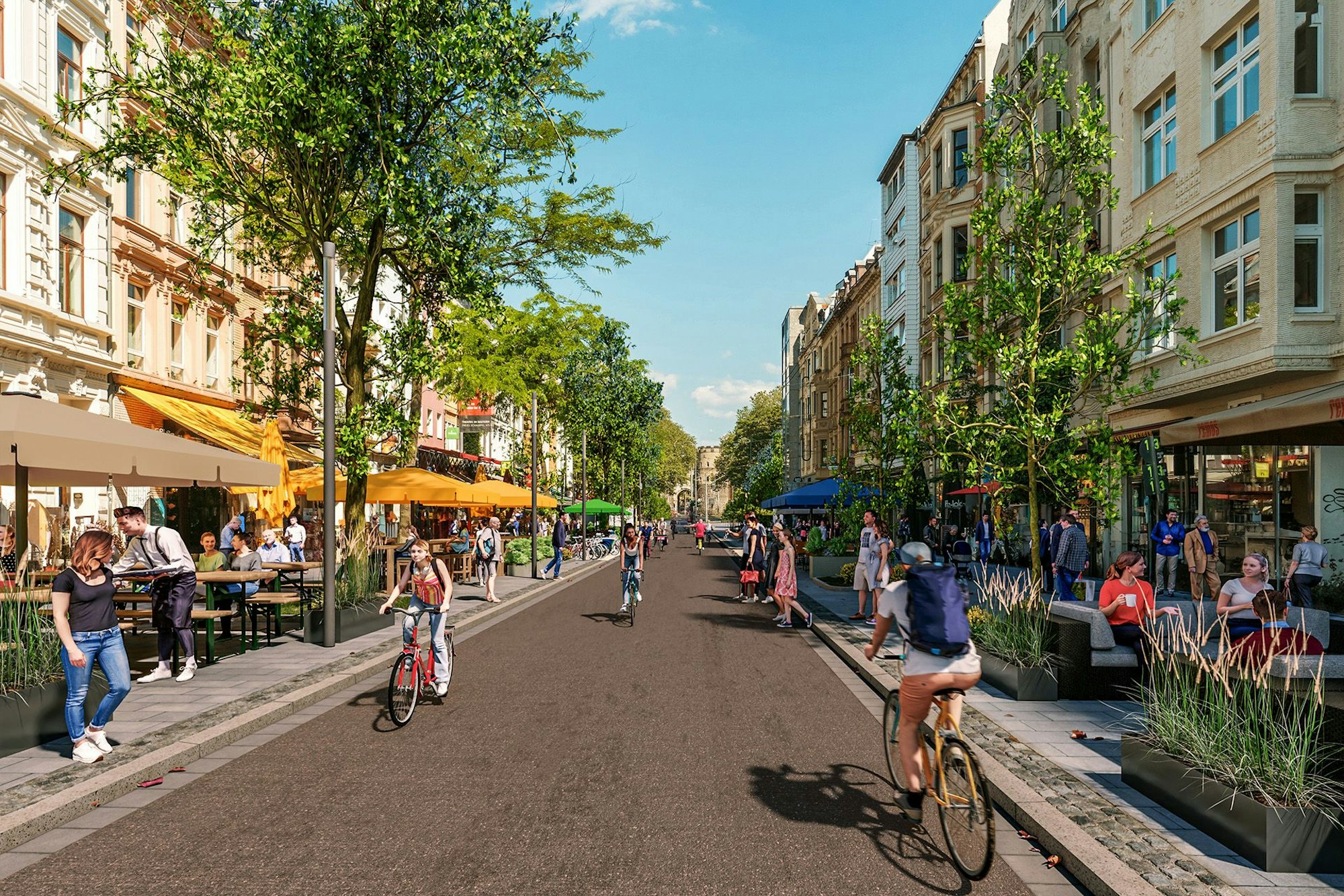 So könnte die Aachener Straße aussehen, wenn die Ost-West-Achse nach den Vorstellungen von CDU, SPD und FDP ausgebaut würde.