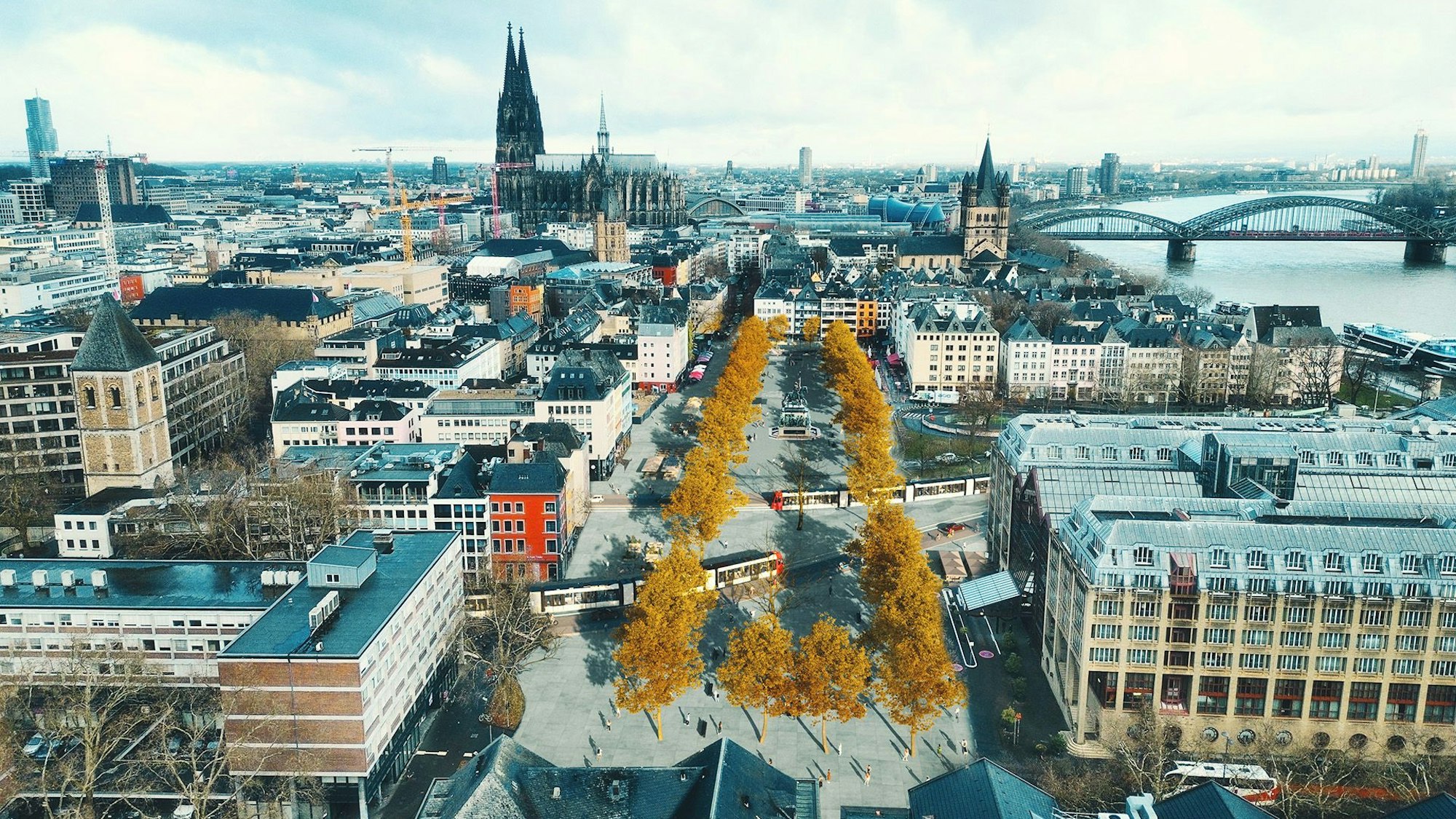 So könnte der Heumarkt aussehen, wenn die Ost-West-Achse nach den Vorstellungen von CDU, SPD und FDP ausgebaut würde.