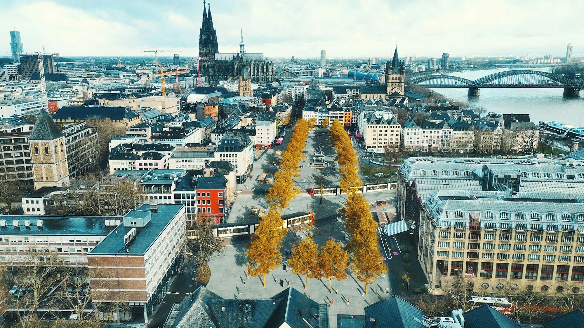 So könnte der Heumarkt aussehen, wenn die Ost-West-Achse nach den Vorstellungen von CDU, SPD und FDP ausgebaut würde.