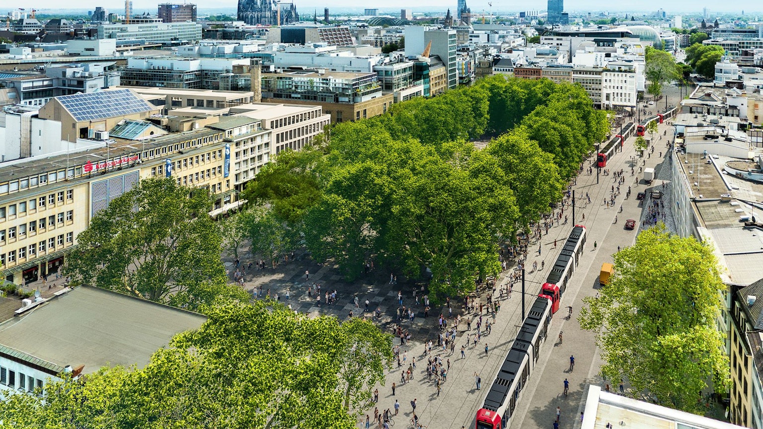 90 Meter lange Bahnen sollen künftig auf der Ost-West-Achse durch die Stadt fahren, entweder ober- oder unterirdisch.