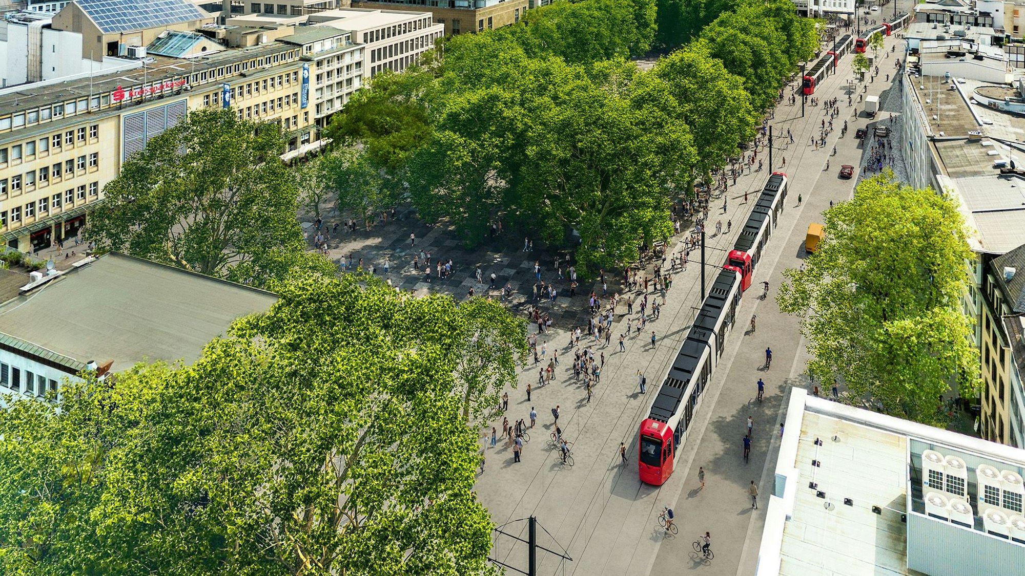 So könnte der Neumarkt aussehen, wenn die Ost-West-Achse nach den Vorstellungen von CDU, SPD und FDP ausgebaut würde.