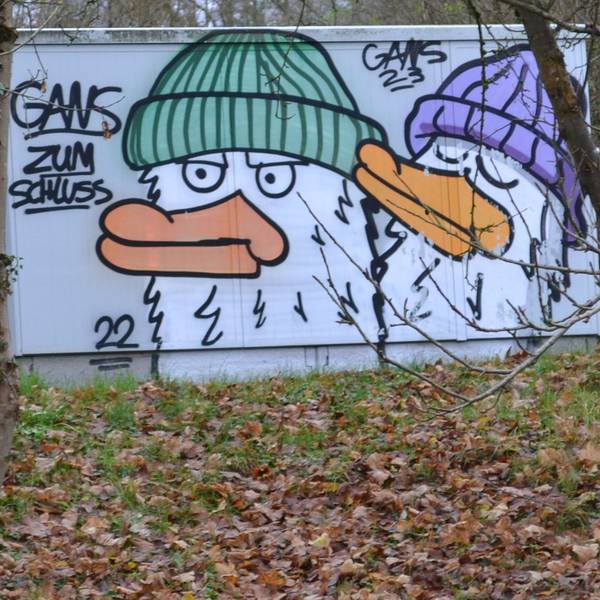 Ein öffentliches Graffiti von GANS unmittelbar in der Nähe der Galerie.