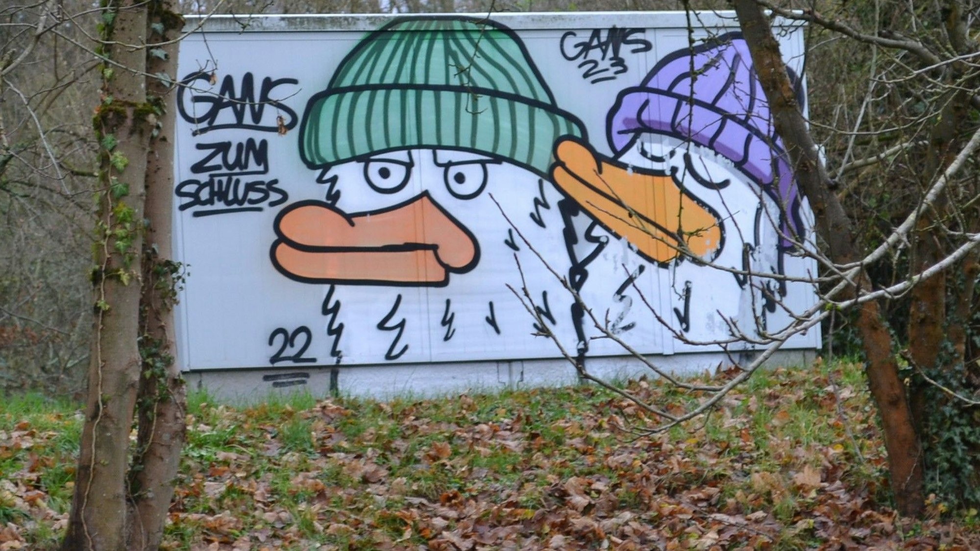 Ein öffentliches Graffiti von GANS unmittelbar in der Nähe der Galerie.