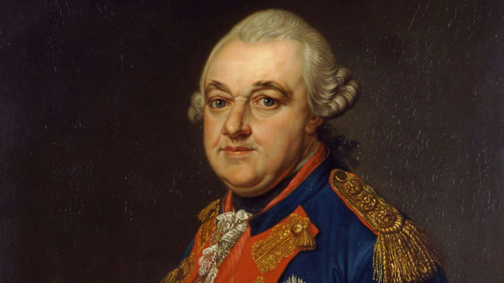 Das Gemälde eines Mannes in Uniform.