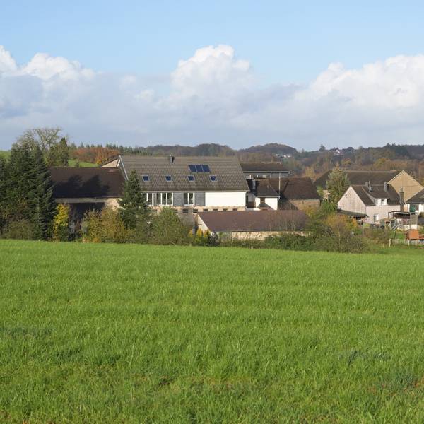 Die Hofschaft Hochscherf liegt mitten in Wiesen und Wäldern.