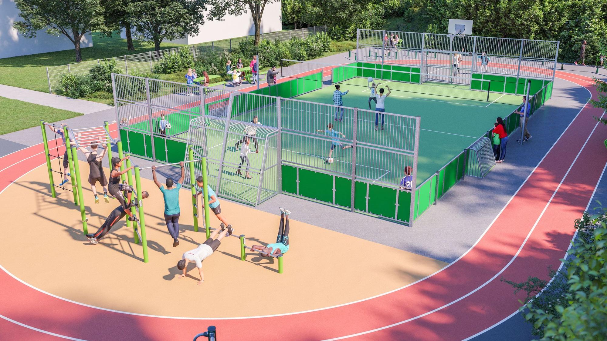 Auf dem Bild ist eine Entwurf der geplanten Sportarena zu sehen.
