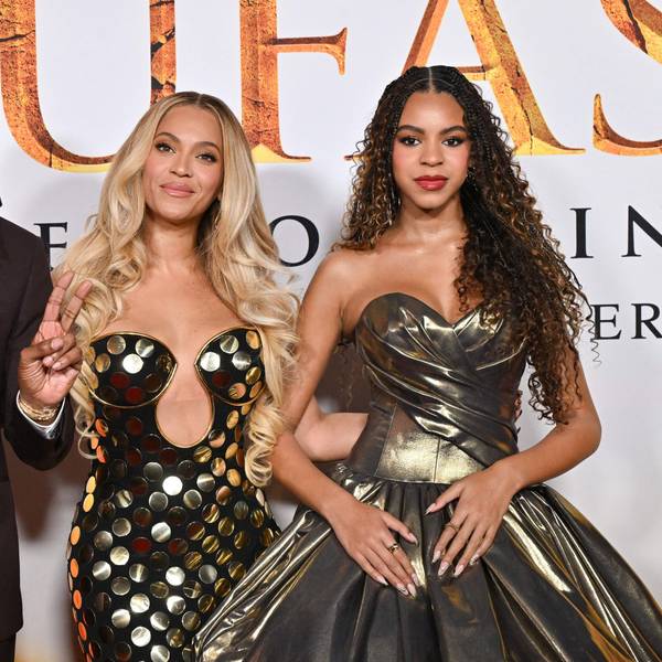 TOPSHOT - US rapper Jay-Z, singer-songwriter Beyonce and their daughter Blue Ivy Carter attend the world premiere of Disney's "Mufasa: The Lion King" at the Dolby theater in Hollywood, California, December 9, 2024. (Photo by Lisa O'CONNOR / AFP)