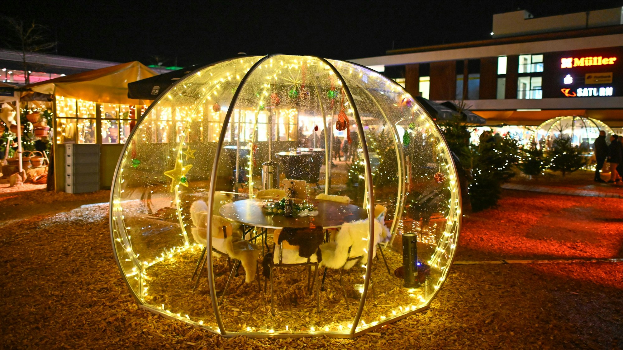 Eines der lauschigen Plätzchen auf dem Gummersbacher Winterdorf.