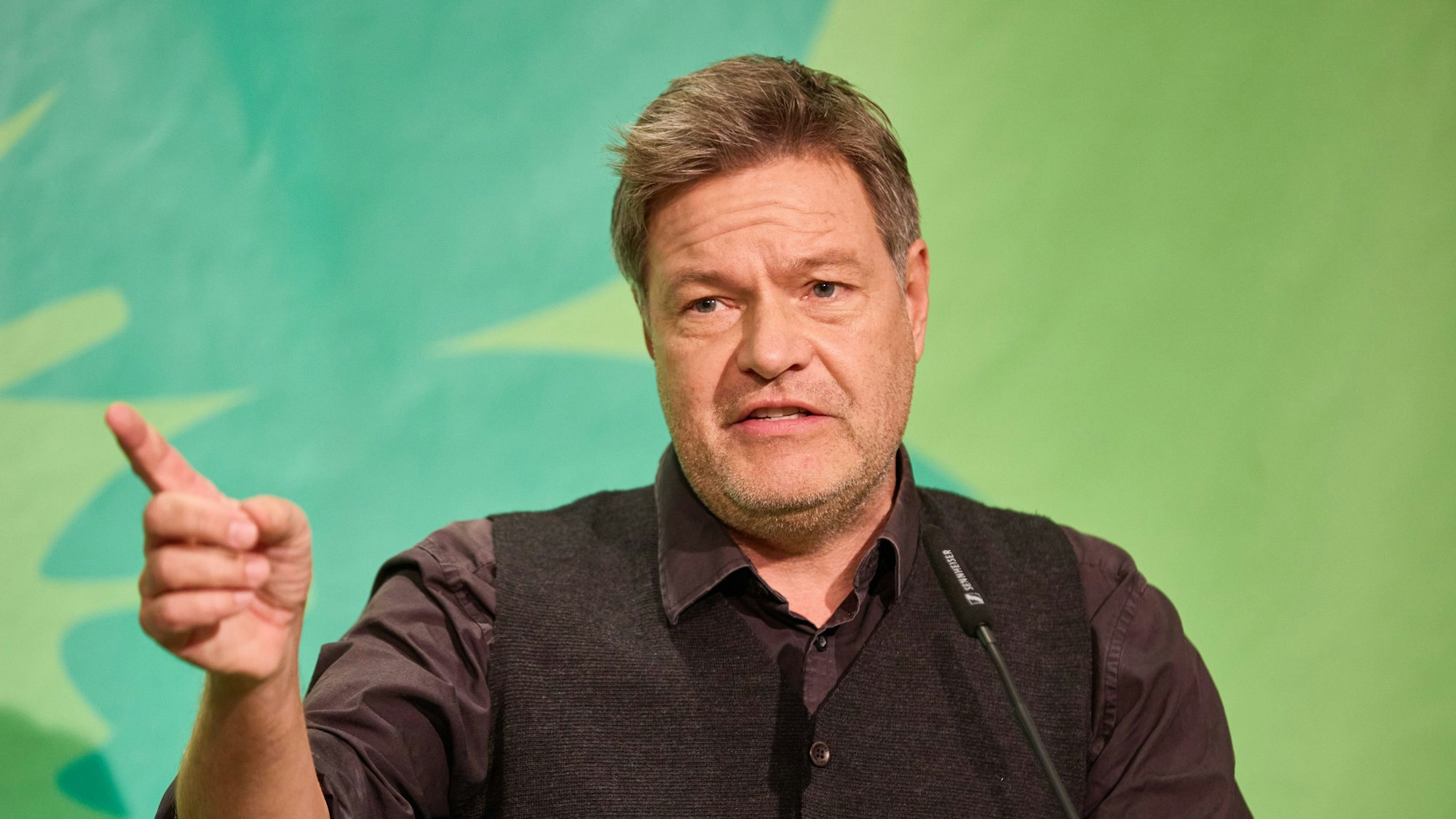 Robert Habeck beim Landesparteitag der Nord-Grünen am Sonntag.