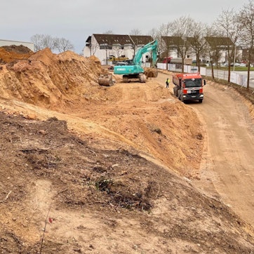 Blick auf die Baustelle am Schulcampus
Meckenheim.