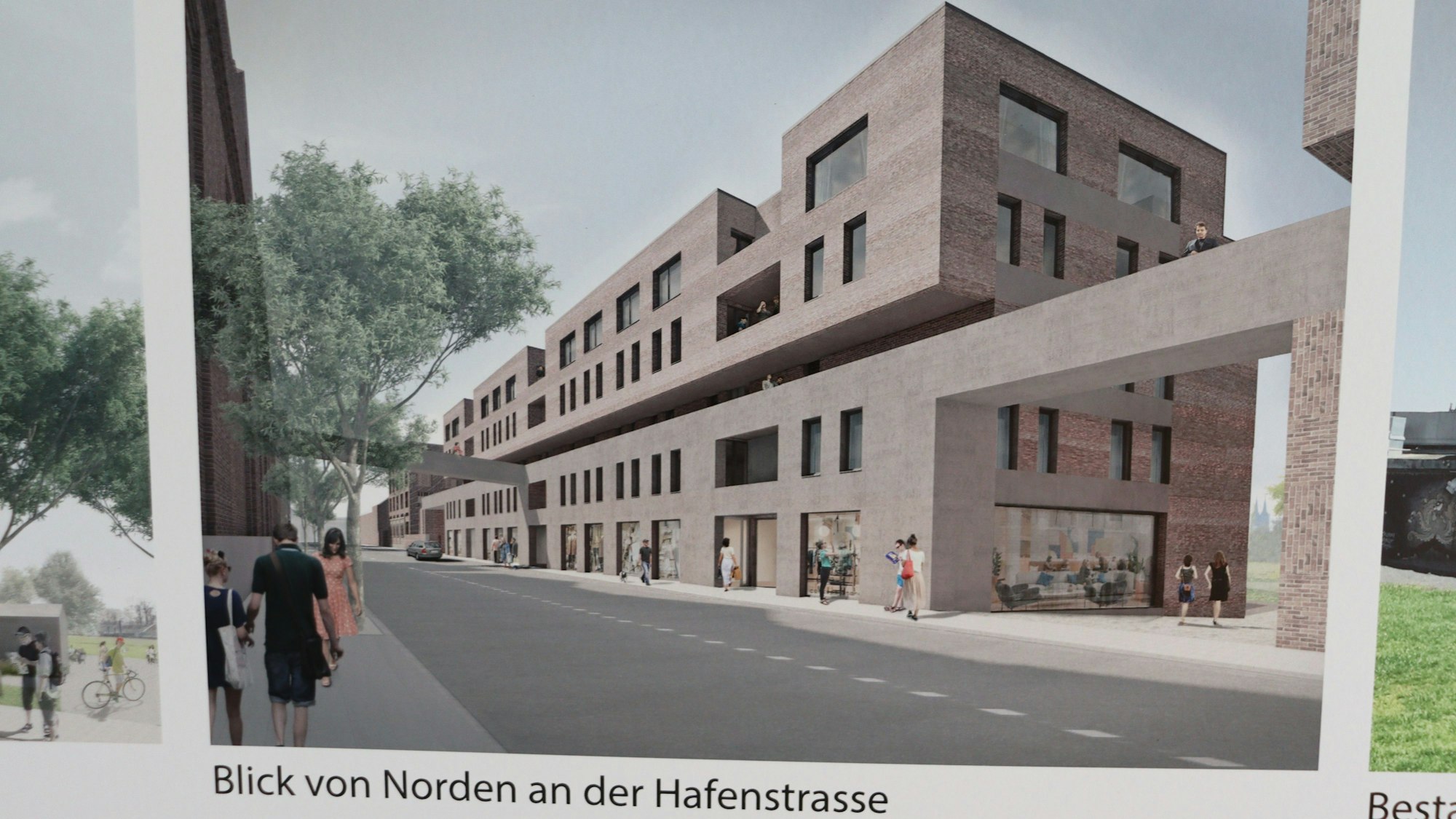 Visualisierung der geplanten Bebauung an der Hafenstraße in Mülheim.