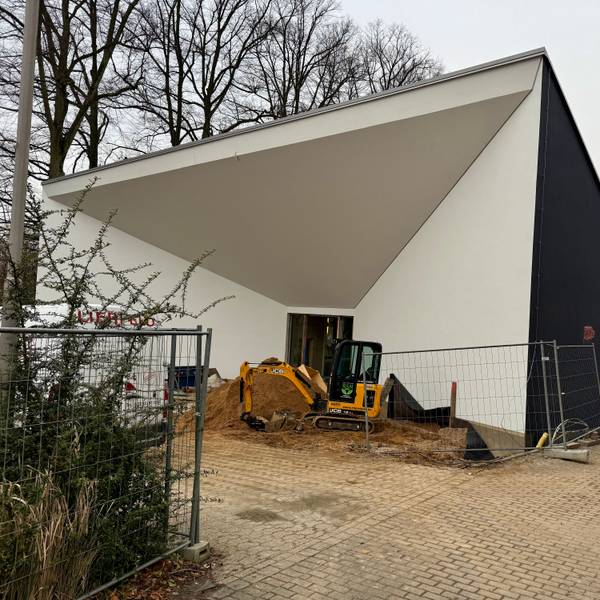 Blick auf die Baustelle des Kuturforums Burscheid