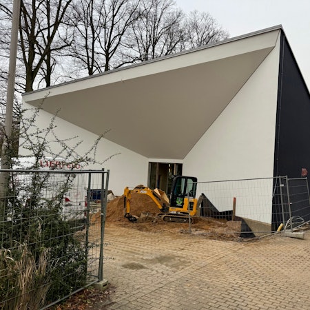 Blick auf die Baustelle des Kuturforums Burscheid