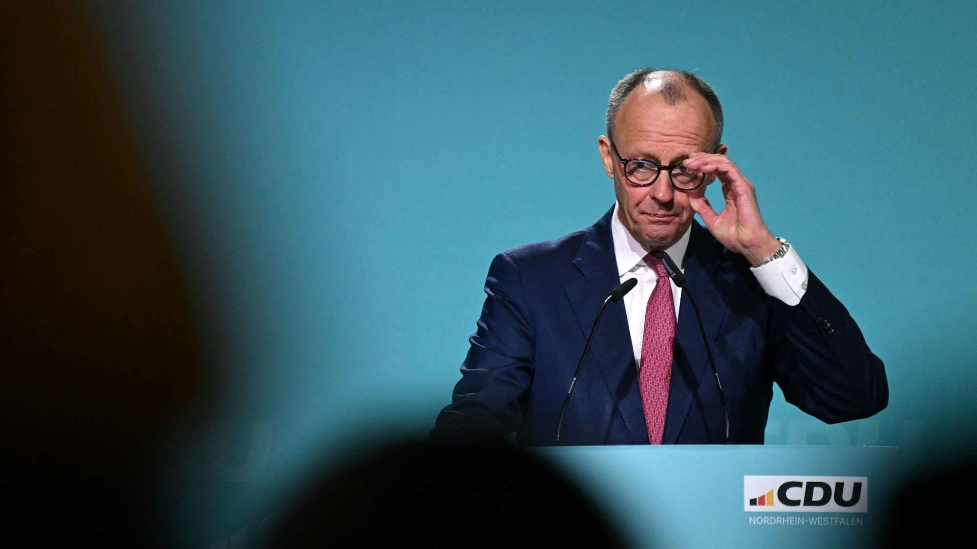 Bundeskanzlerkandidat Friedrich Merz auf einer CDU-Veranstaltung in NRW.