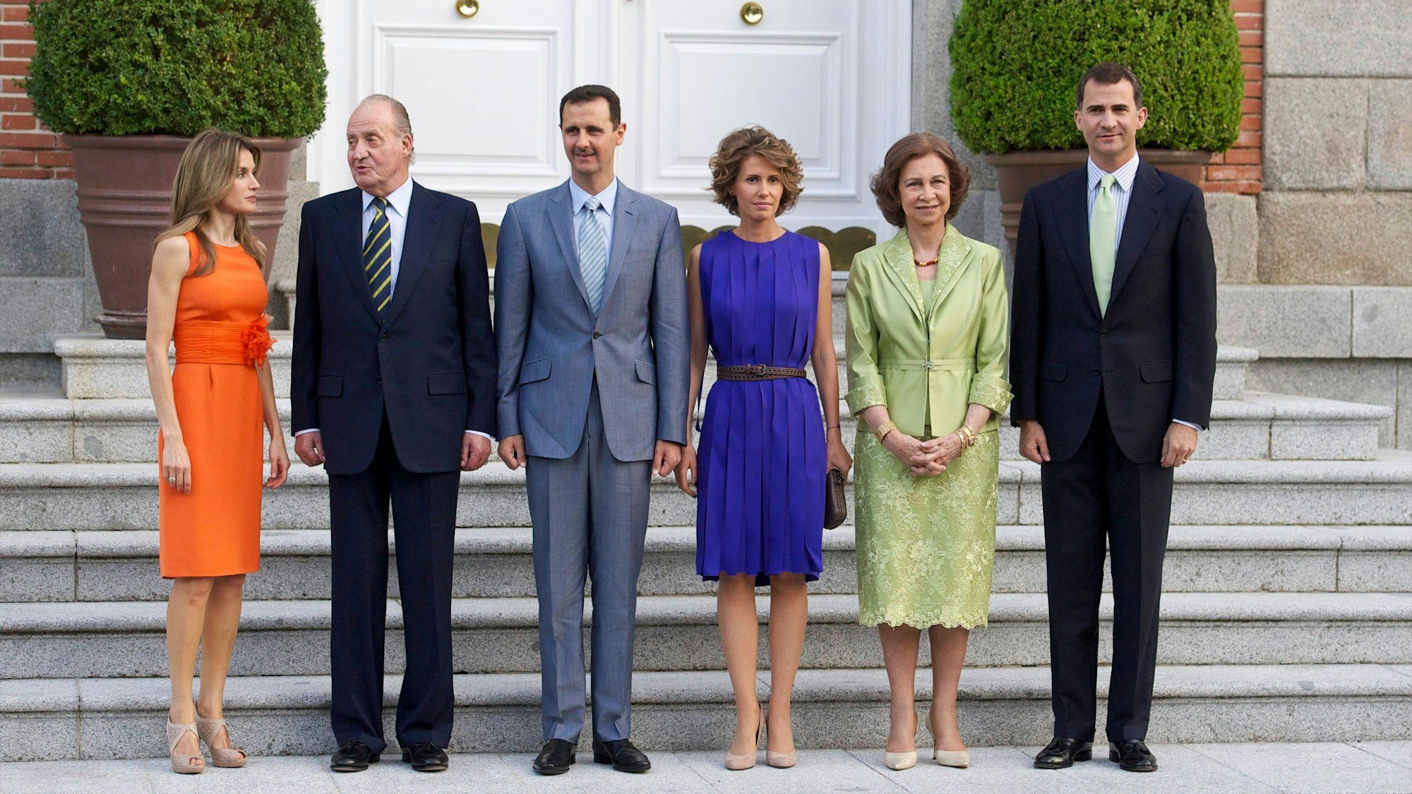 2010: Abendessen mit dem damaligen syrischen Präsidenten Bashar Al-Assad und Asma Al-Assad, dem spanischen König Juan Carlos, Königin Sofia, Prinz Felipe und Prinzessin Letizia