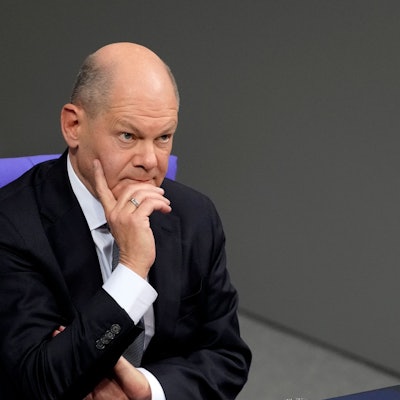 Bundeskanzler Olaf Scholz am Montag im Bundestag.