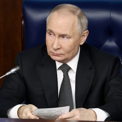 Der russische Präsident Wladimir Putin während einer Sitzung des Verteidigungsministeriums in Moskau.