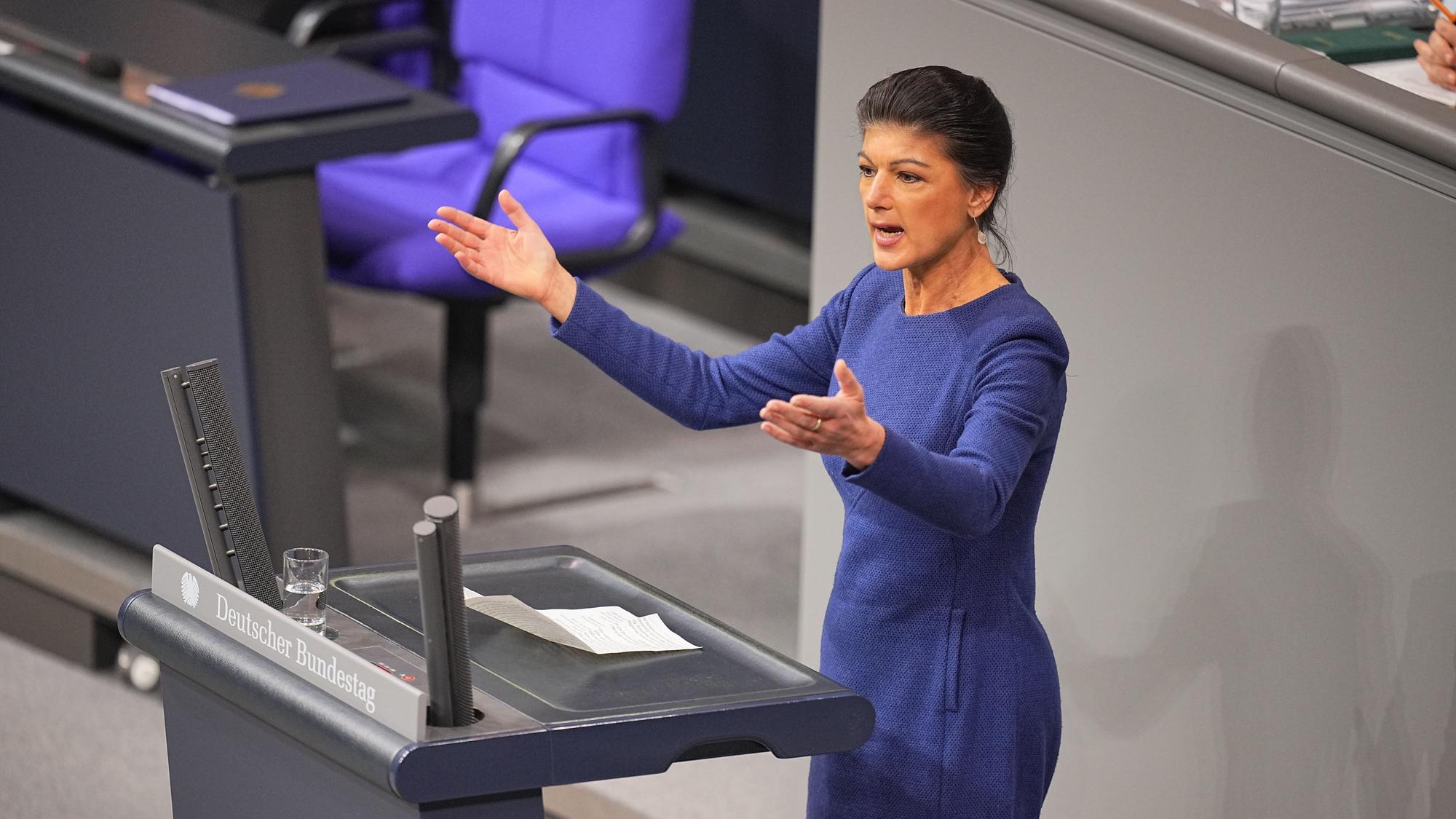 Sahra Wagenknecht bei einer Rede im Bundestag.
