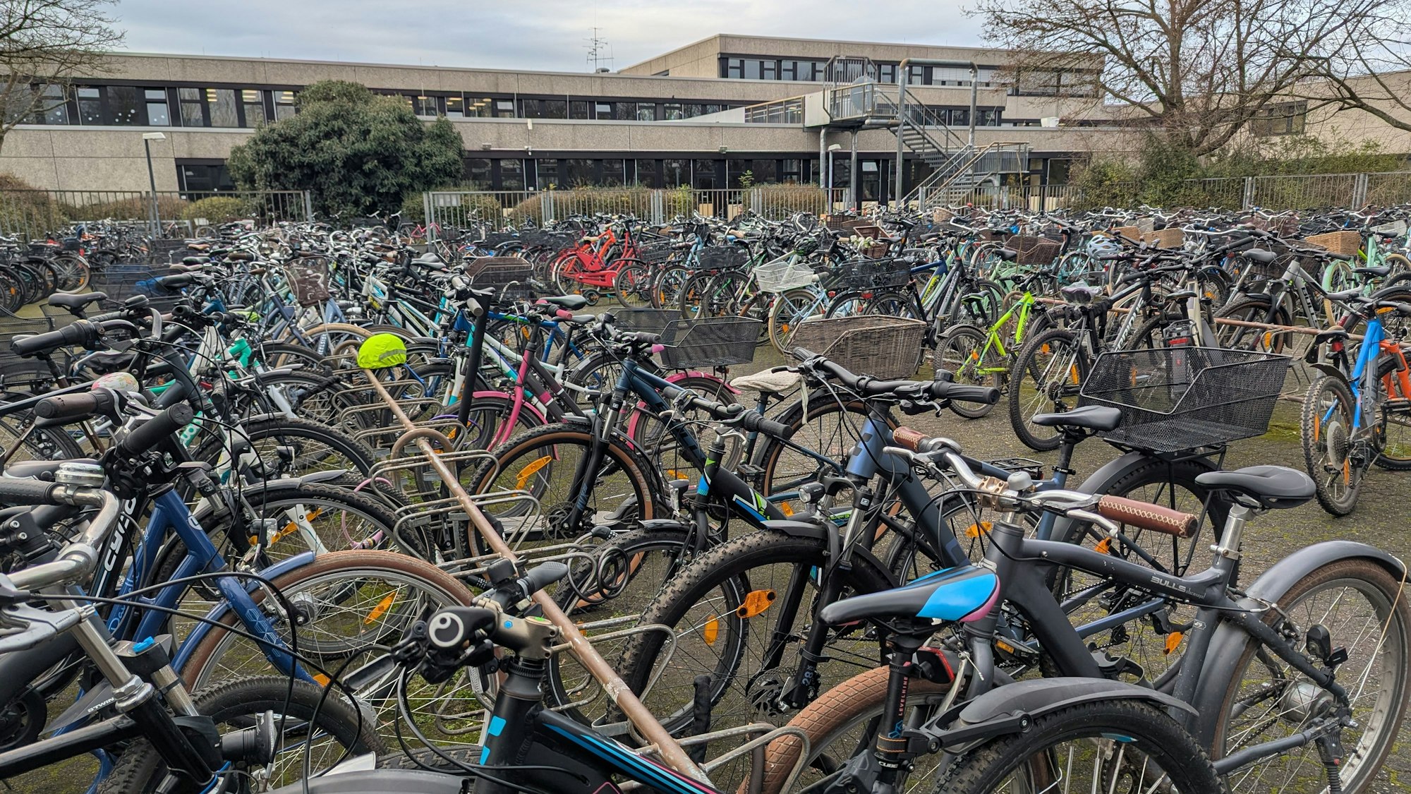 Das Foto zeigt den Fahrradabstellplatz am Albert-Schweitzer-Gymnasium.
