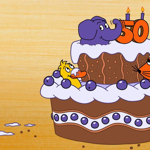 HANDOUT - 27.12.2024, ---: Der kleine Elefant, die Maus und die Ente sitzen auf einer Torte. Am 5. Januar 2025 feiert der Elefant seinen 50. Geburtstag. (zu dpa: «Die blaue Eminenz im Schatten der Maus: Der Elefant wird 50») Foto: Friedrich Streich/Trickstudio Lutterbeck WDR/dpa - ACHTUNG: Nur zur redaktionellen Verwendung im Zusammenhang mit der aktuellen Berichterstattung und nur mit vollständiger Nennung des vorstehenden Credits +++ dpa-Bildfunk +++