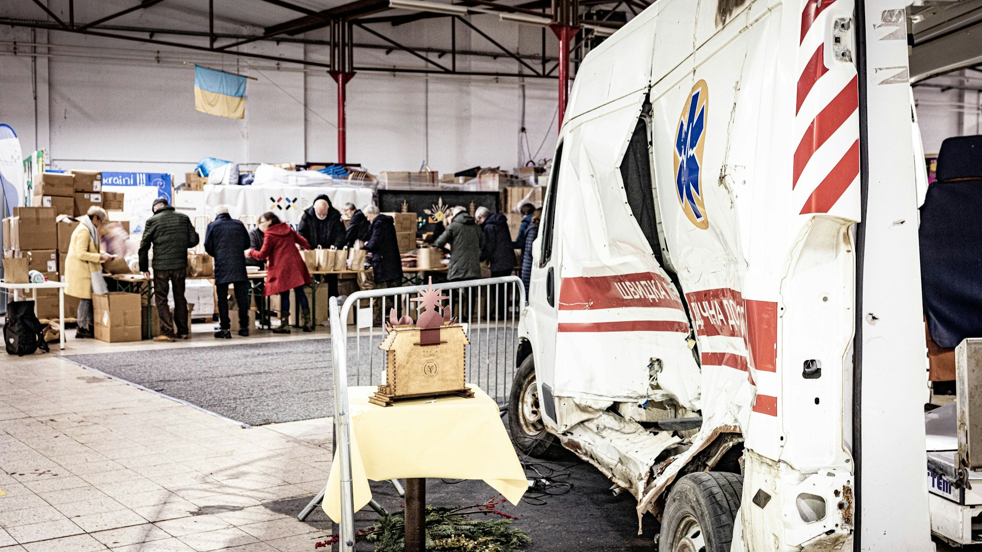 Im Lager des Blau-Gelben Kreuzes.