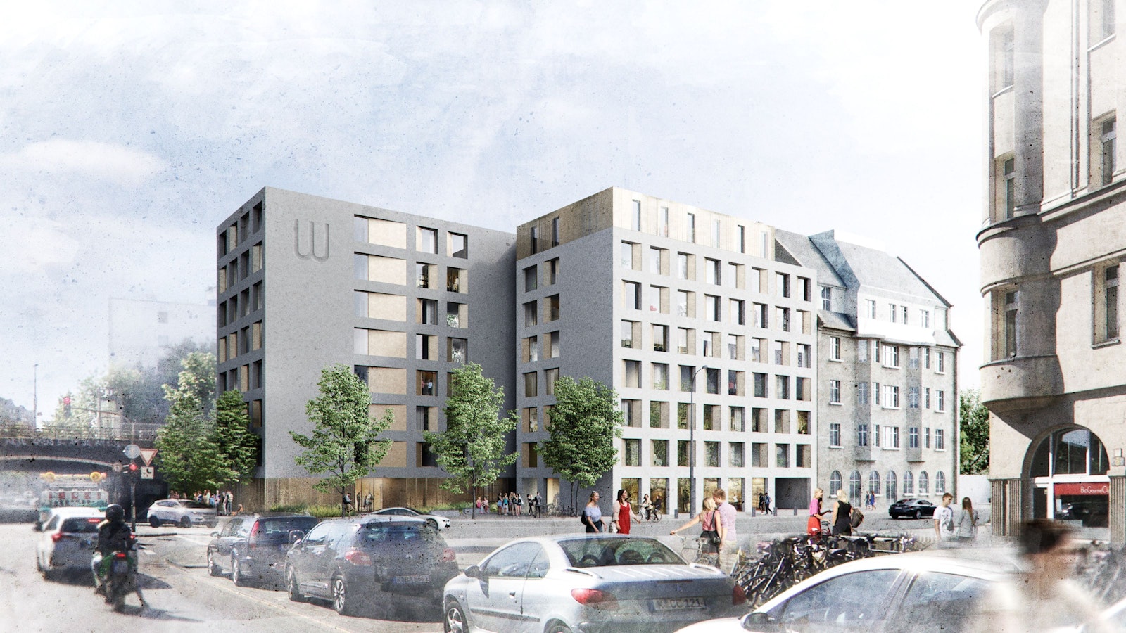 So soll das geplante Studierendenwohnheim am Bahnhof West aussehen. Der rechte Gebäudeteil soll jedoch etwas niedriger ausfallen