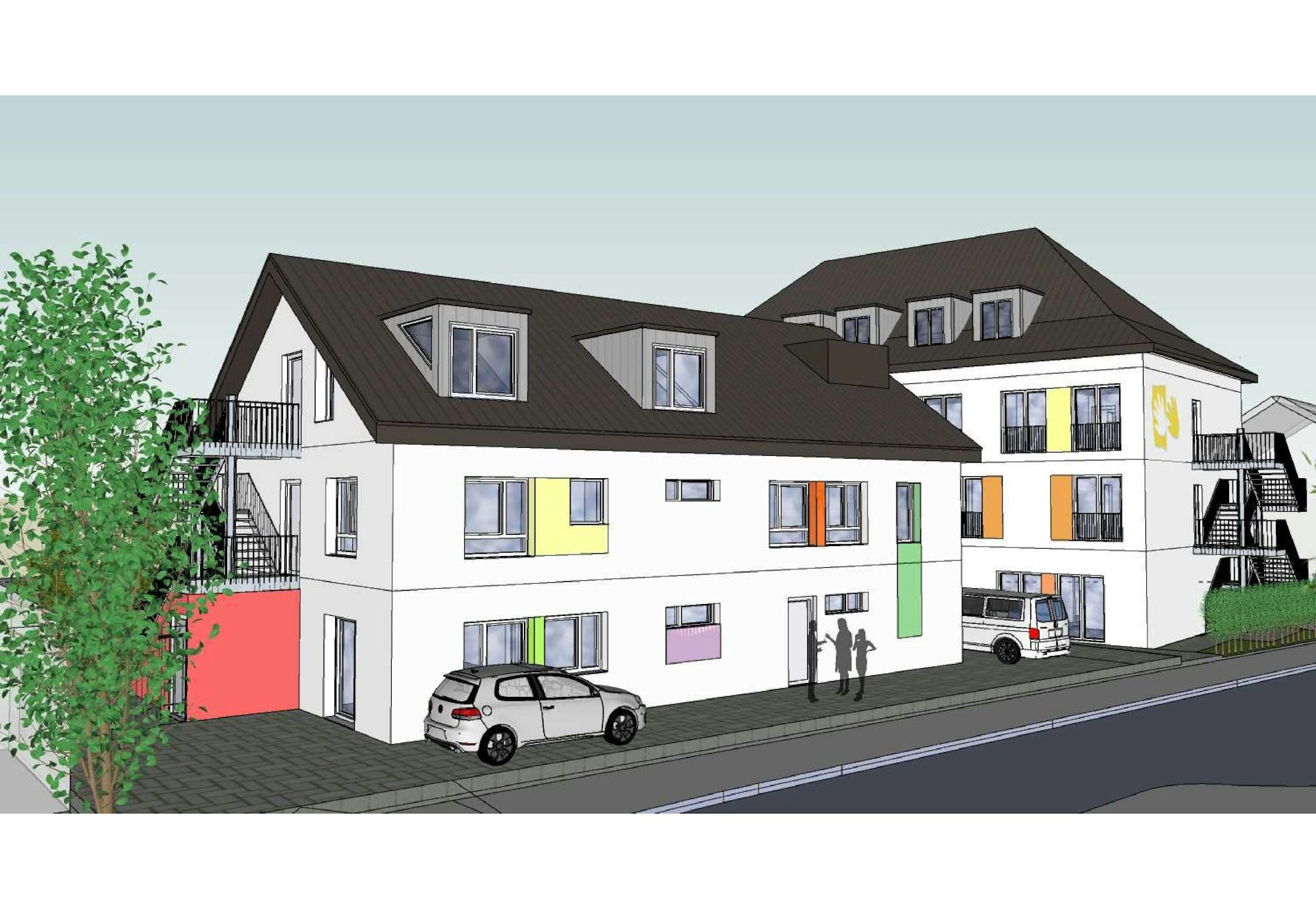 Architektenentwurf für zwei Wohnhäuser