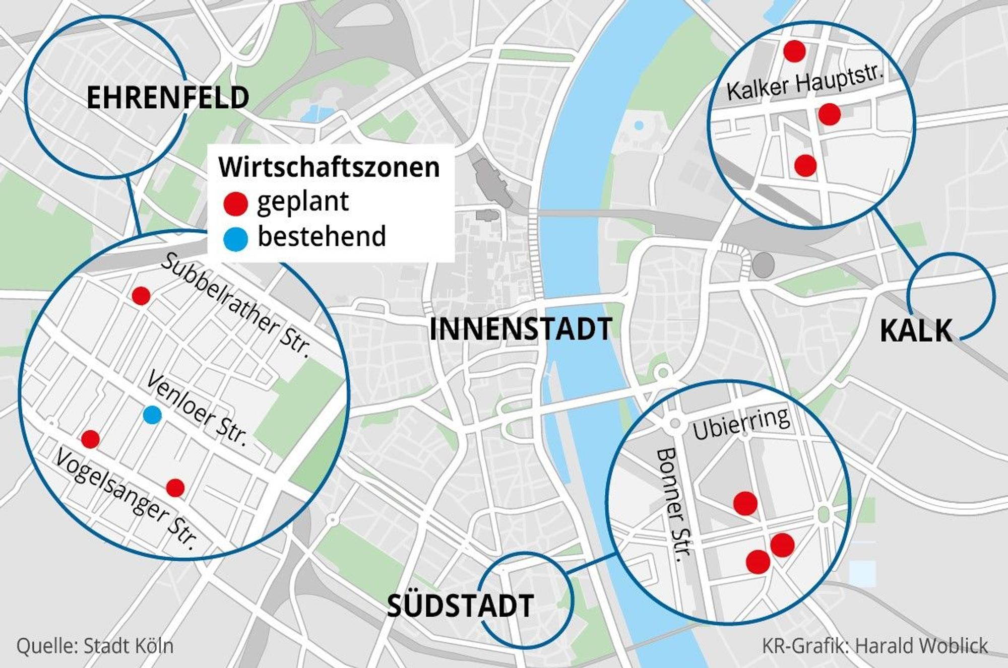 Auf einer Karte sind Standorte für die neuen Wirtschaftszonen eingezeichnet.